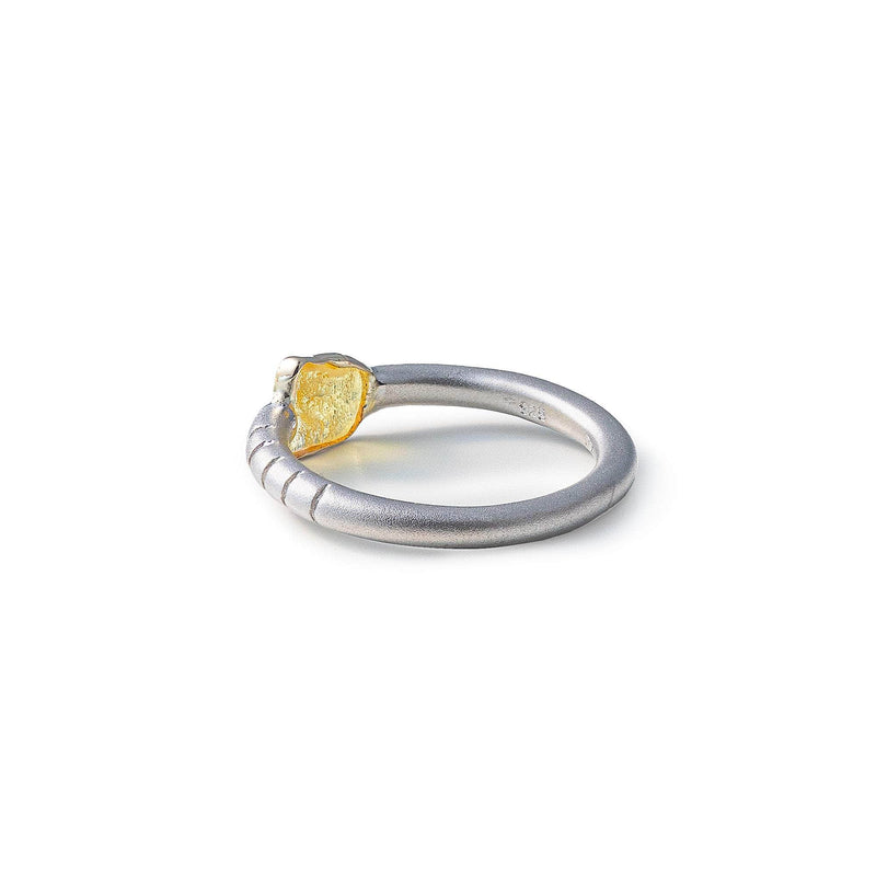 Aspa Rough Yellow Sapphire Ring (White Rhodium) GERMAN KABIRSKI