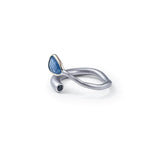 Shiro Rough Blue Sapphire and Black Spinel Ring (White Rhodium ) GERMAN KABIRSKI