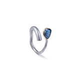 Shiro Rough Blue Sapphire and Black Spinel Ring (White Rhodium ) GERMAN KABIRSKI