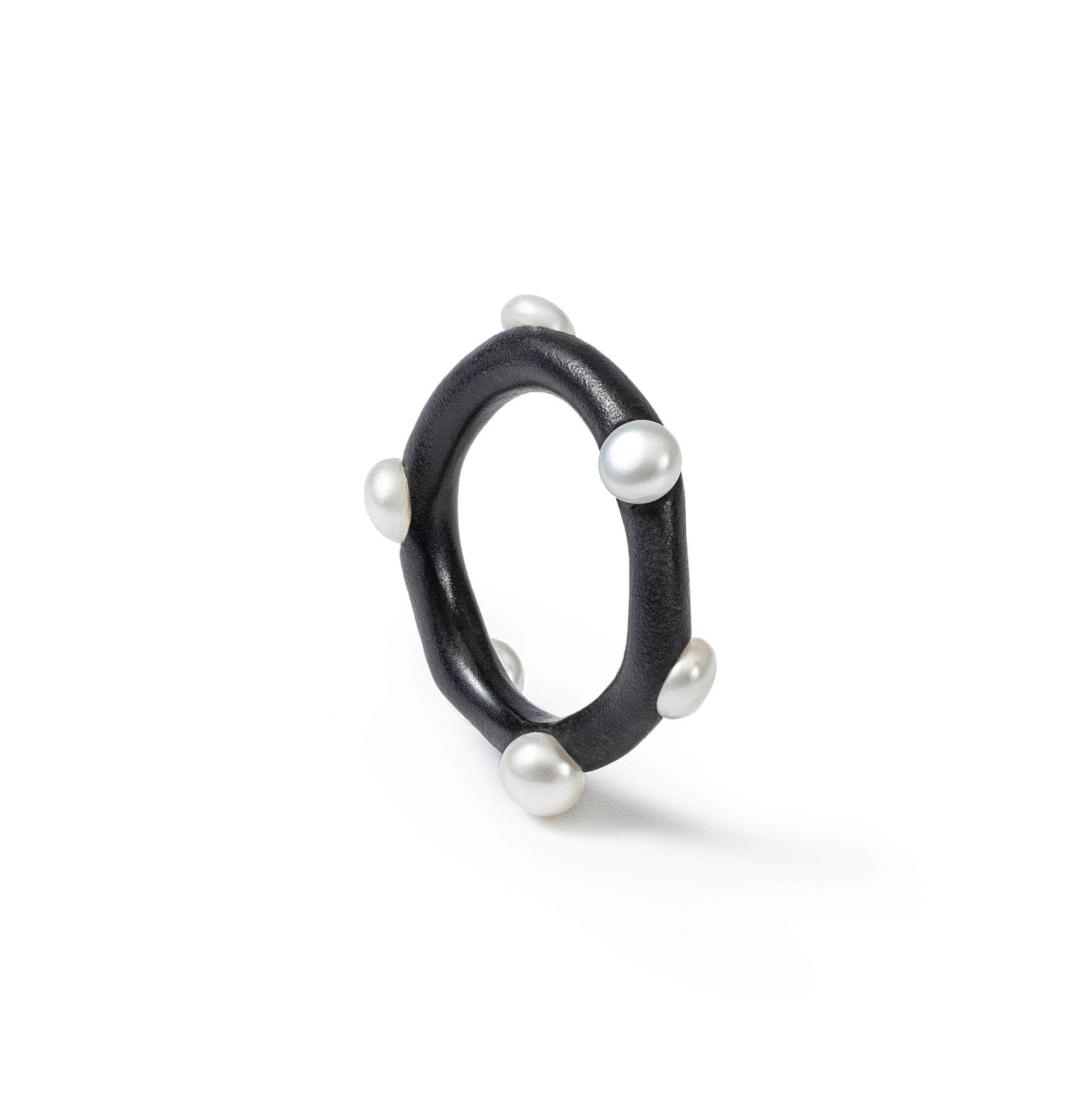 Anahita White Micro Pearl Ring (Black Anthracite) GERMAN KABIRSKI