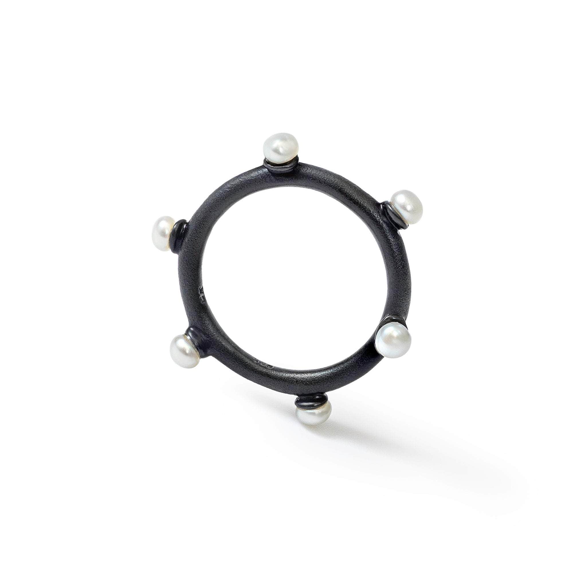 Thalassa White Micro Pearl Ring (Black Anthracite) GERMAN KABIRSKI