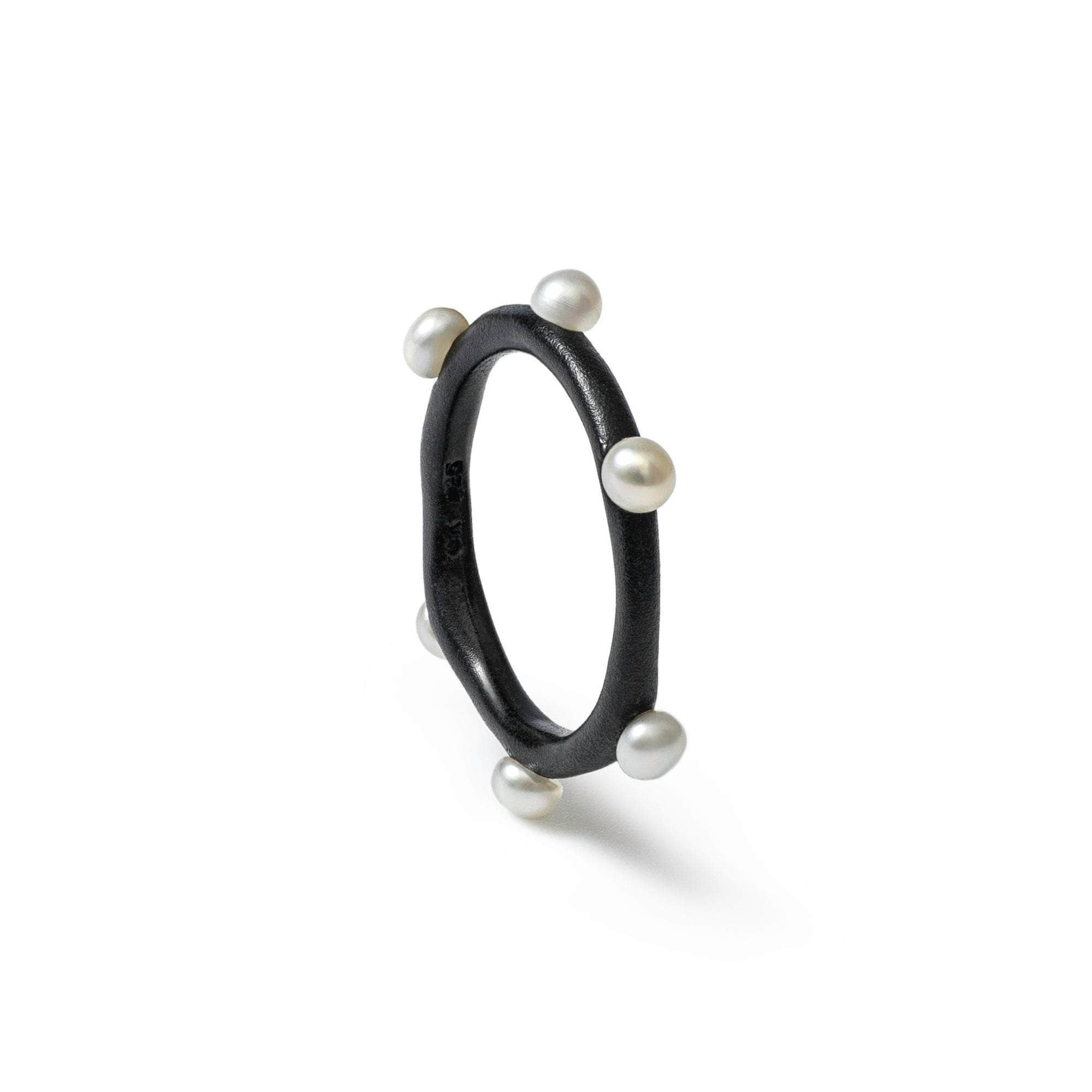 Aegir White Micro Pearl Ring (Black Anthracite) GERMAN KABIRSKI