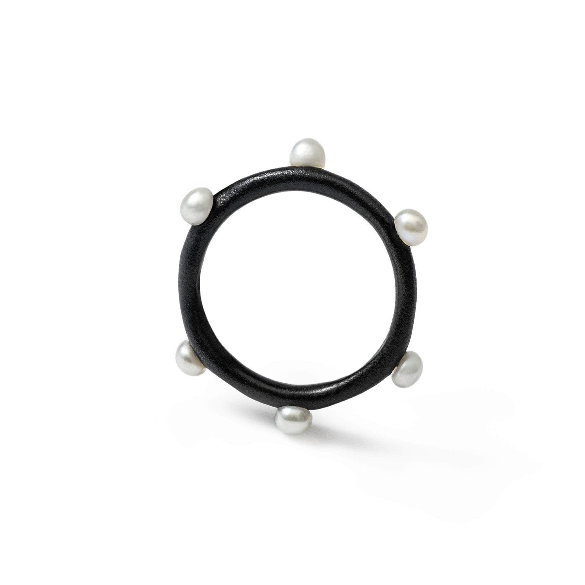 Aegir White Micro Pearl Ring (Black Anthracite) GERMAN KABIRSKI