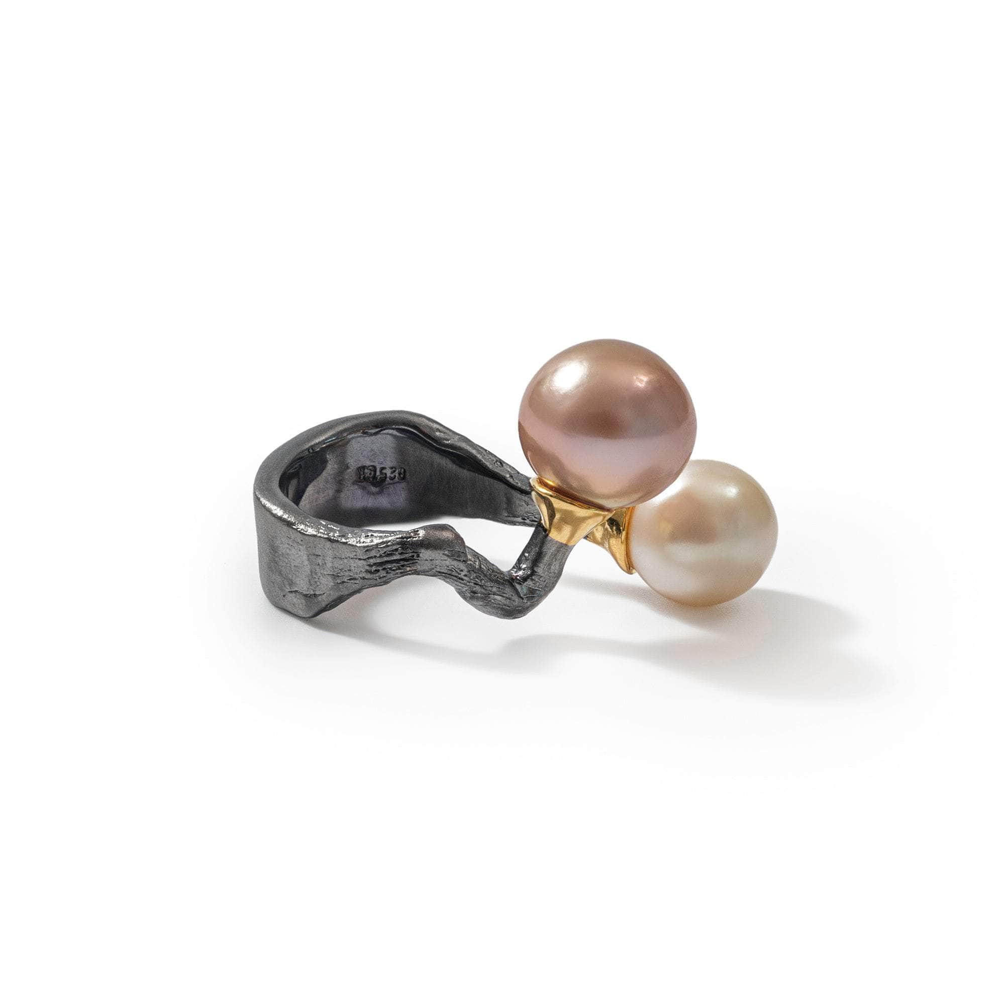 Mare Purple Pearl and White Pearl Ring (Black Rhodium, Gold 18K) GERMAN KABIRSKI
