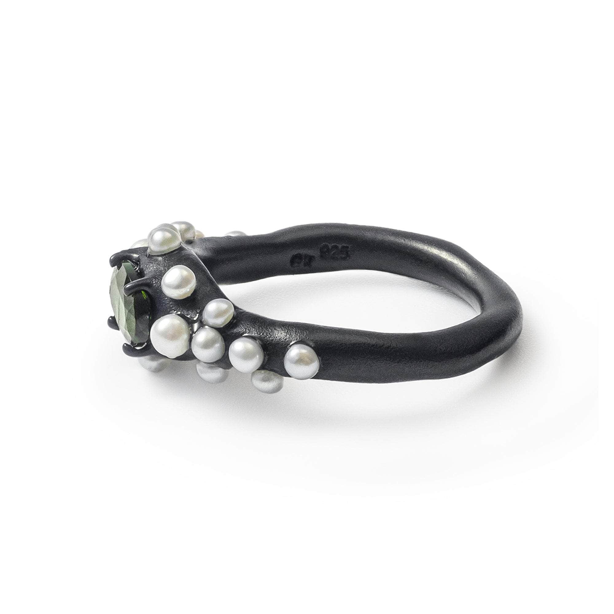 Bruch Chrome Diopside and Pearl Ring GERMAN KABIRSKI