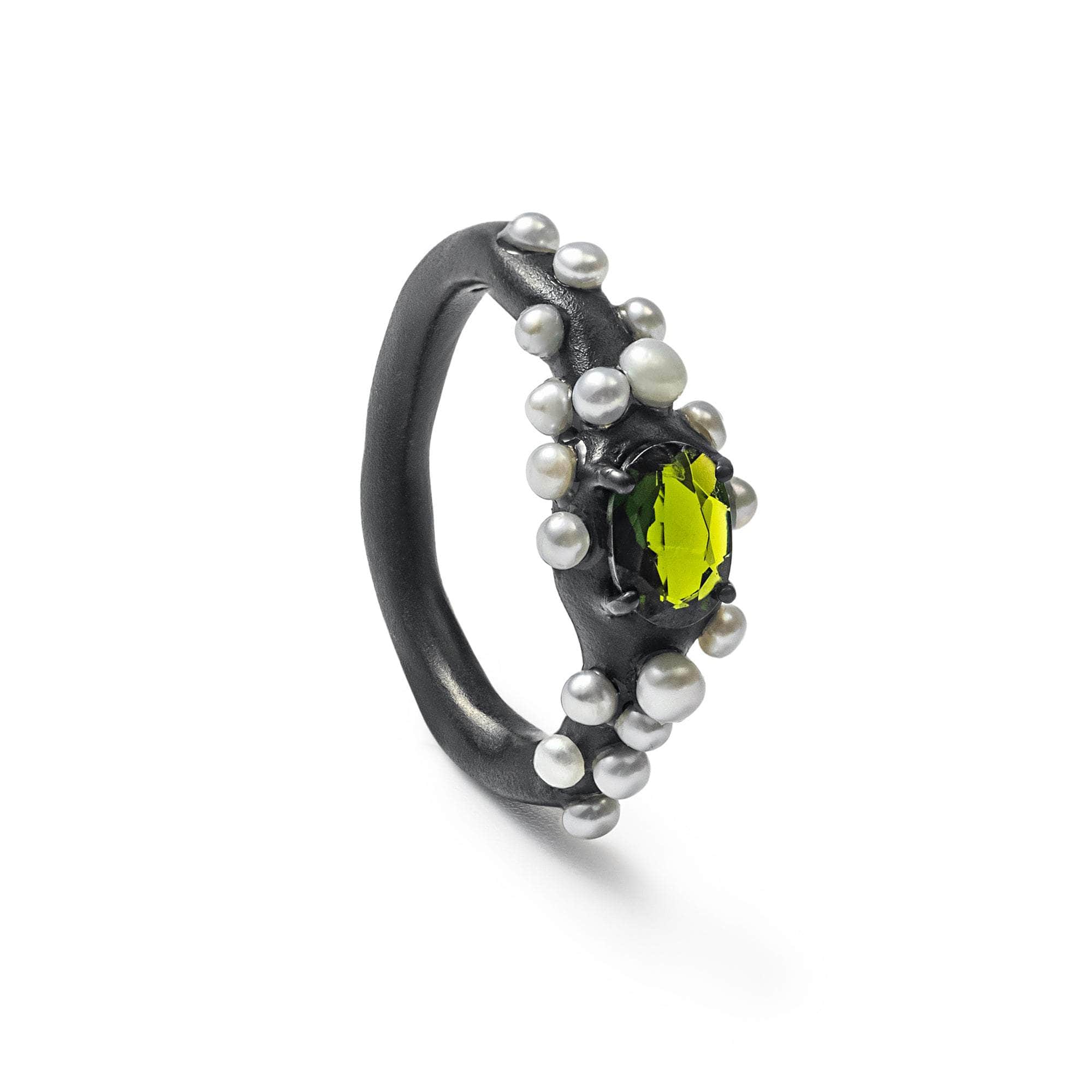 Bruch Chrome Diopside and Pearl Ring GERMAN KABIRSKI