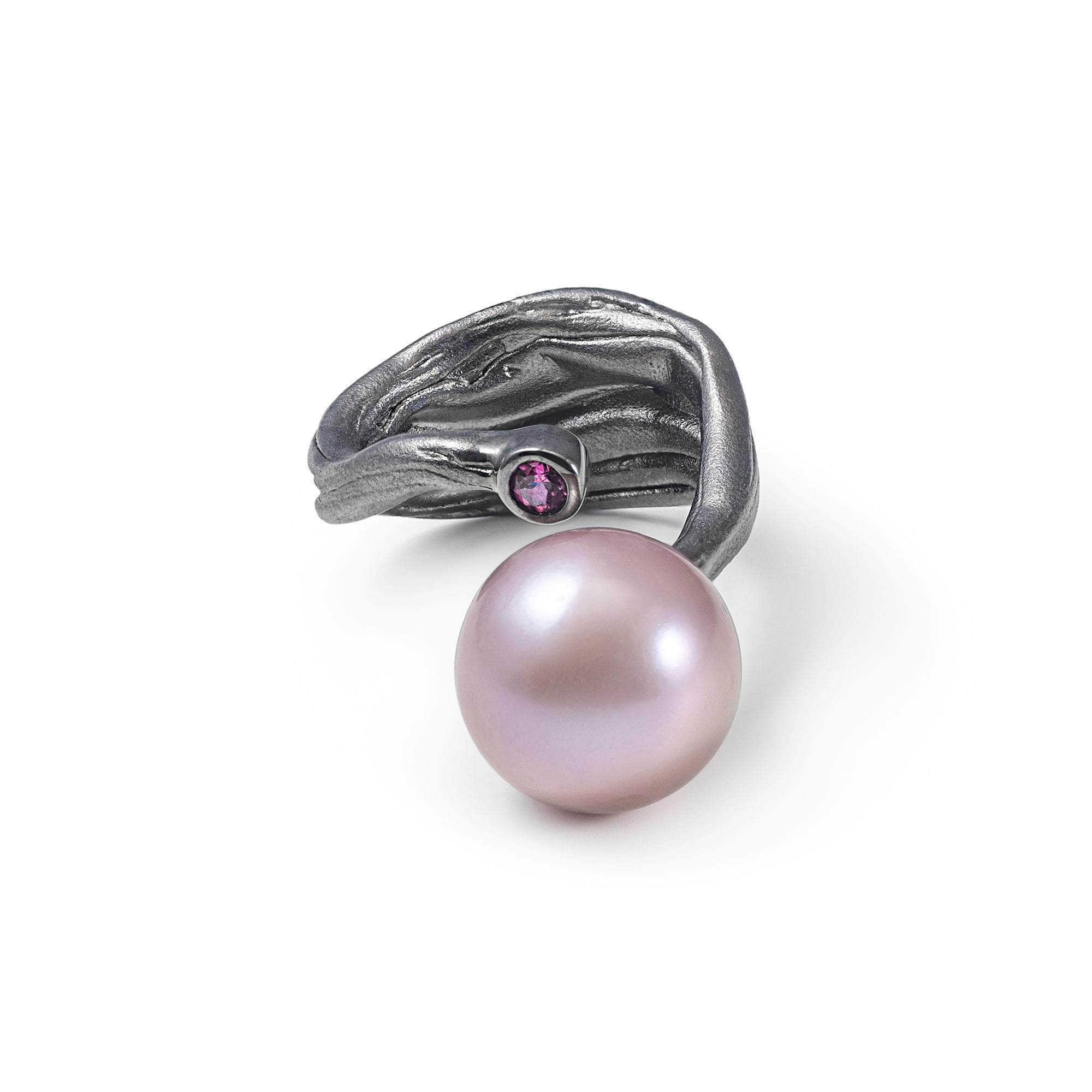 Thaline Purple Pearl and Rhodolite Ring (Black Ruthenium) GERMAN KABIRSKI