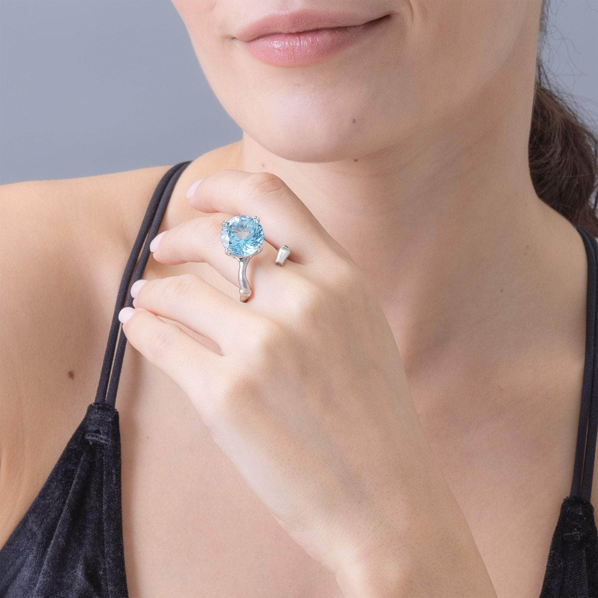 Mirae Blue Topaz and White Topaz Ring