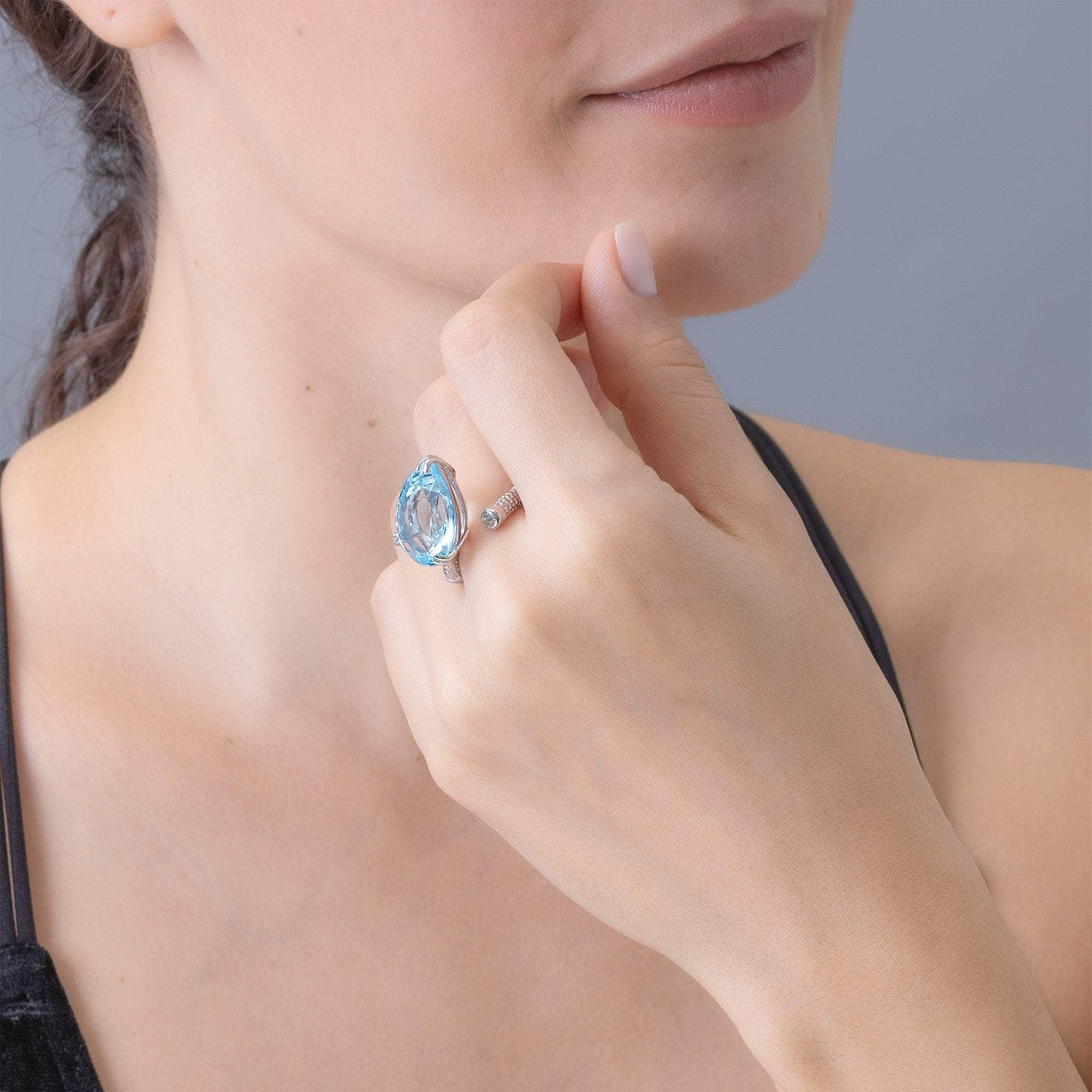 Neith Blue Topaz and White Topaz Ring GERMAN KABIRSKI