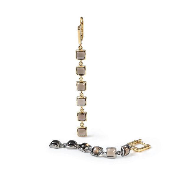 Aylo Smoky Quartz Earrings (Black Rhodium and Gold 18K) GERMAN KABIRSKI