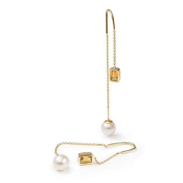 Lyra White Pearl and Citirne Earrings (Gold 18K) GERMAN KABIRSKI