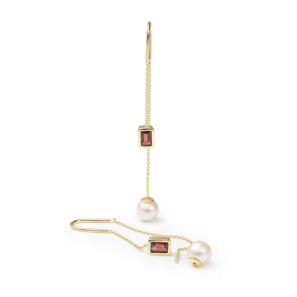 Lyra White Pearl and Garnet Earrings (Gold 18K) GERMAN KABIRSKI