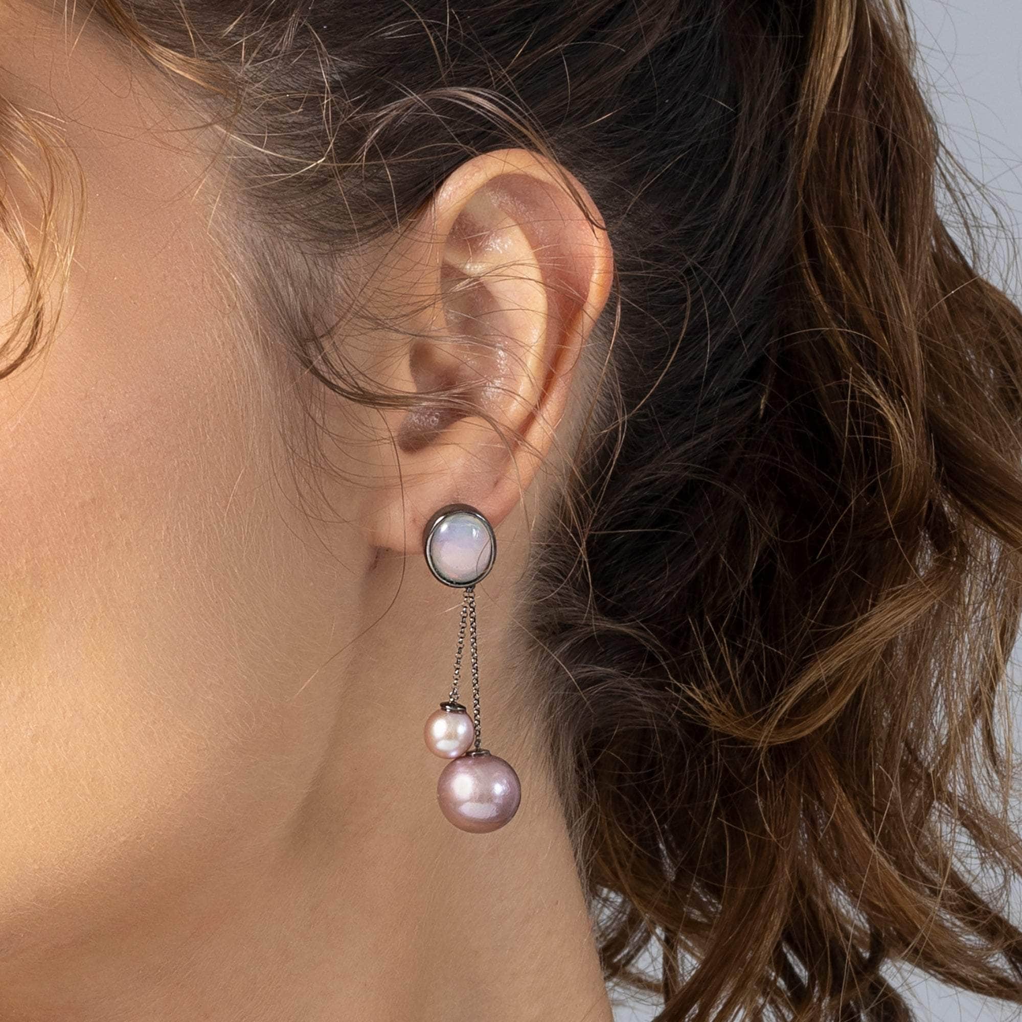 Bolla White Opal and Purple Pearl Earrings GERMAN KABIRSKI