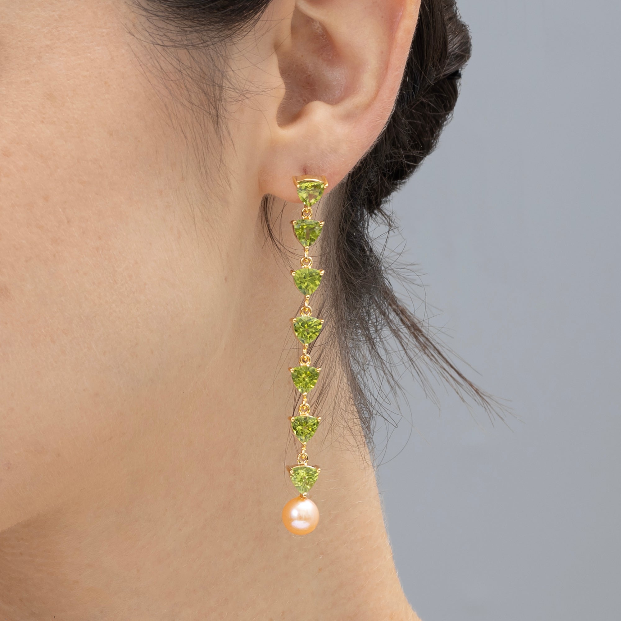 Mikko Peridot and Pearl Earrings