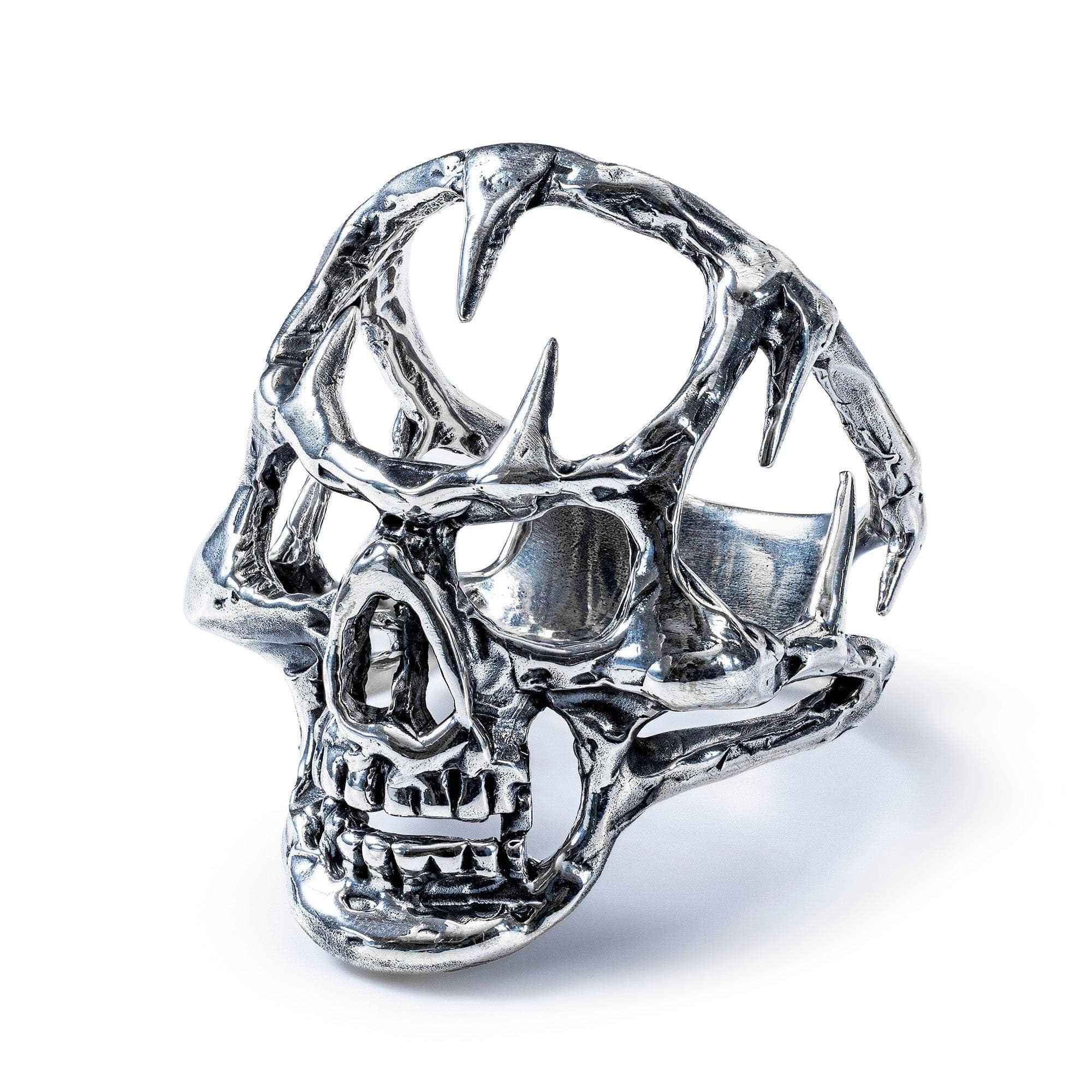Abime Oxidized 925 Silver Openwork Skull Ring