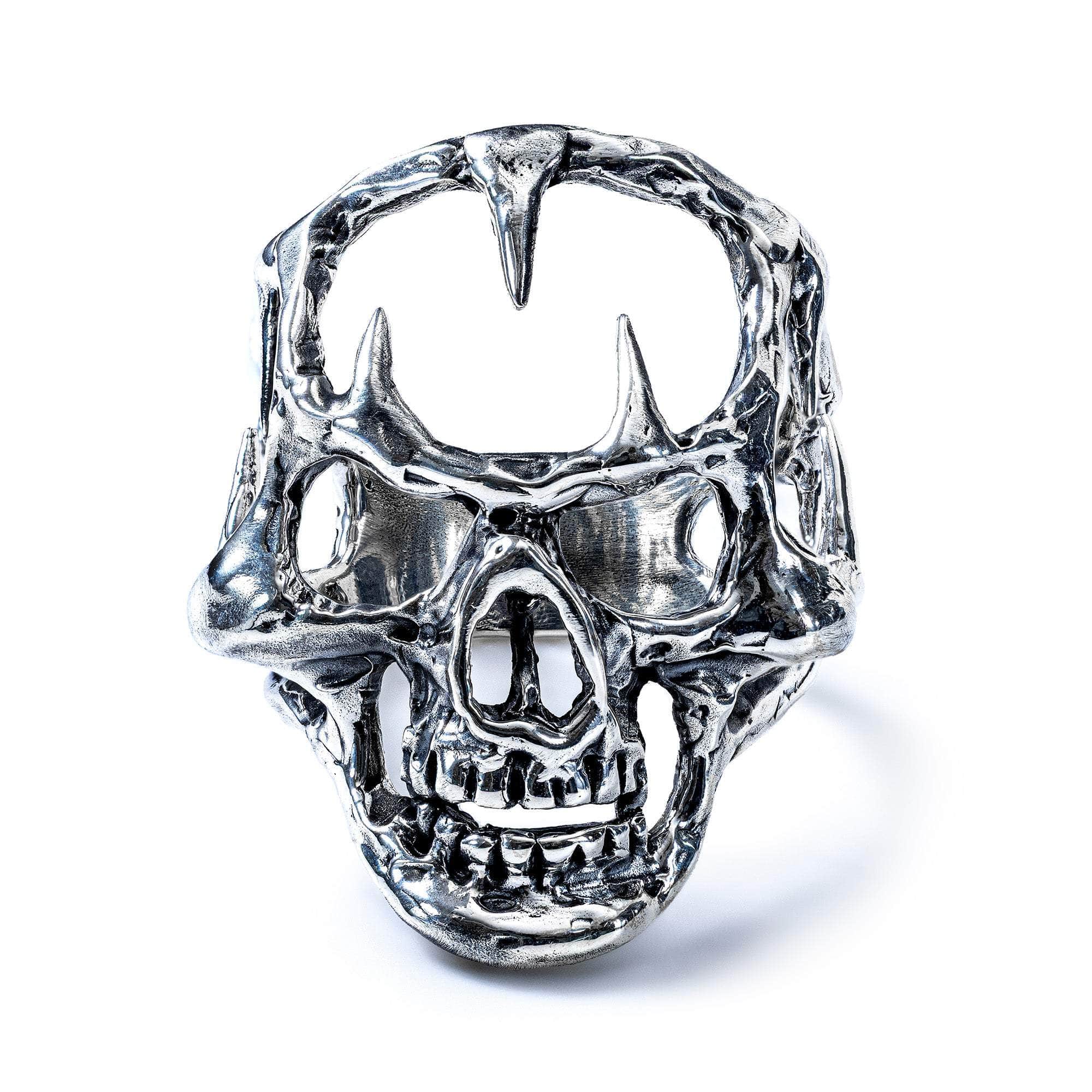 Abime Oxidized 925 Silver Openwork Skull Ring