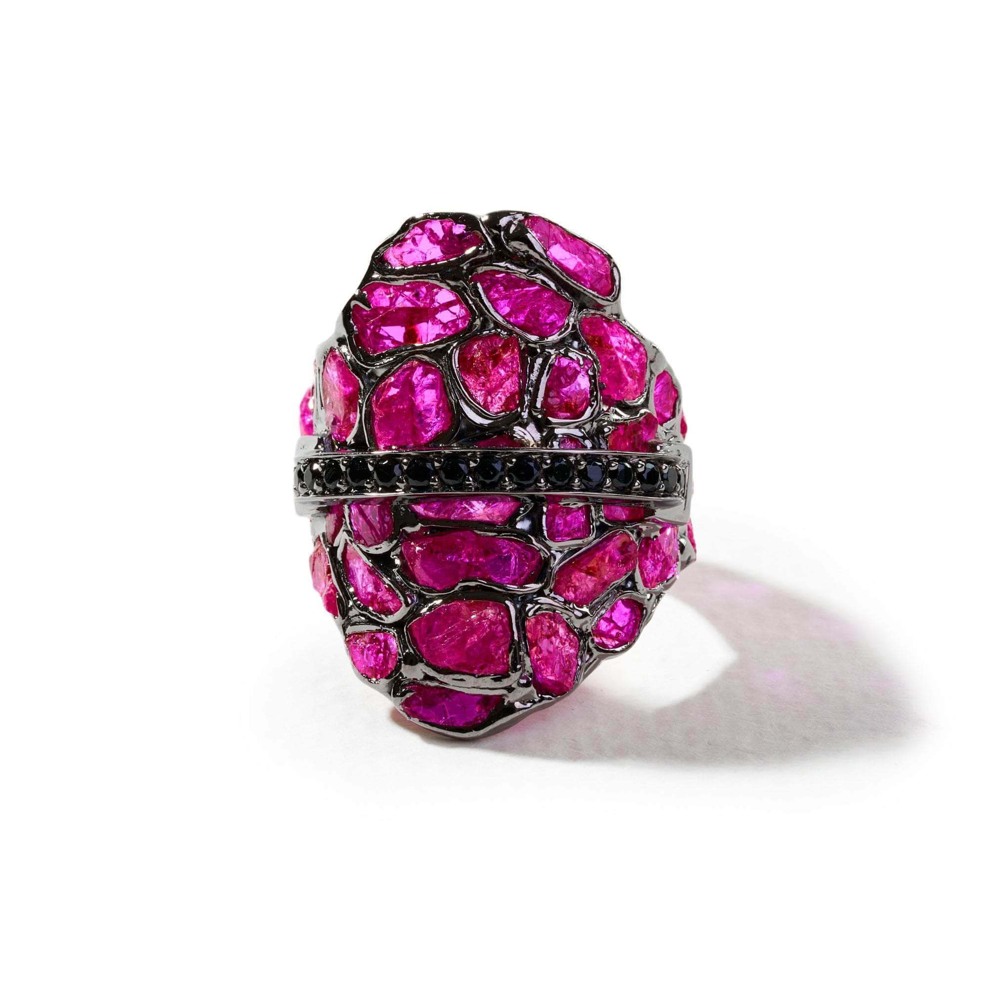 Acro Rough Ruby and Black Spinel Ring GERMAN KABIRSKI