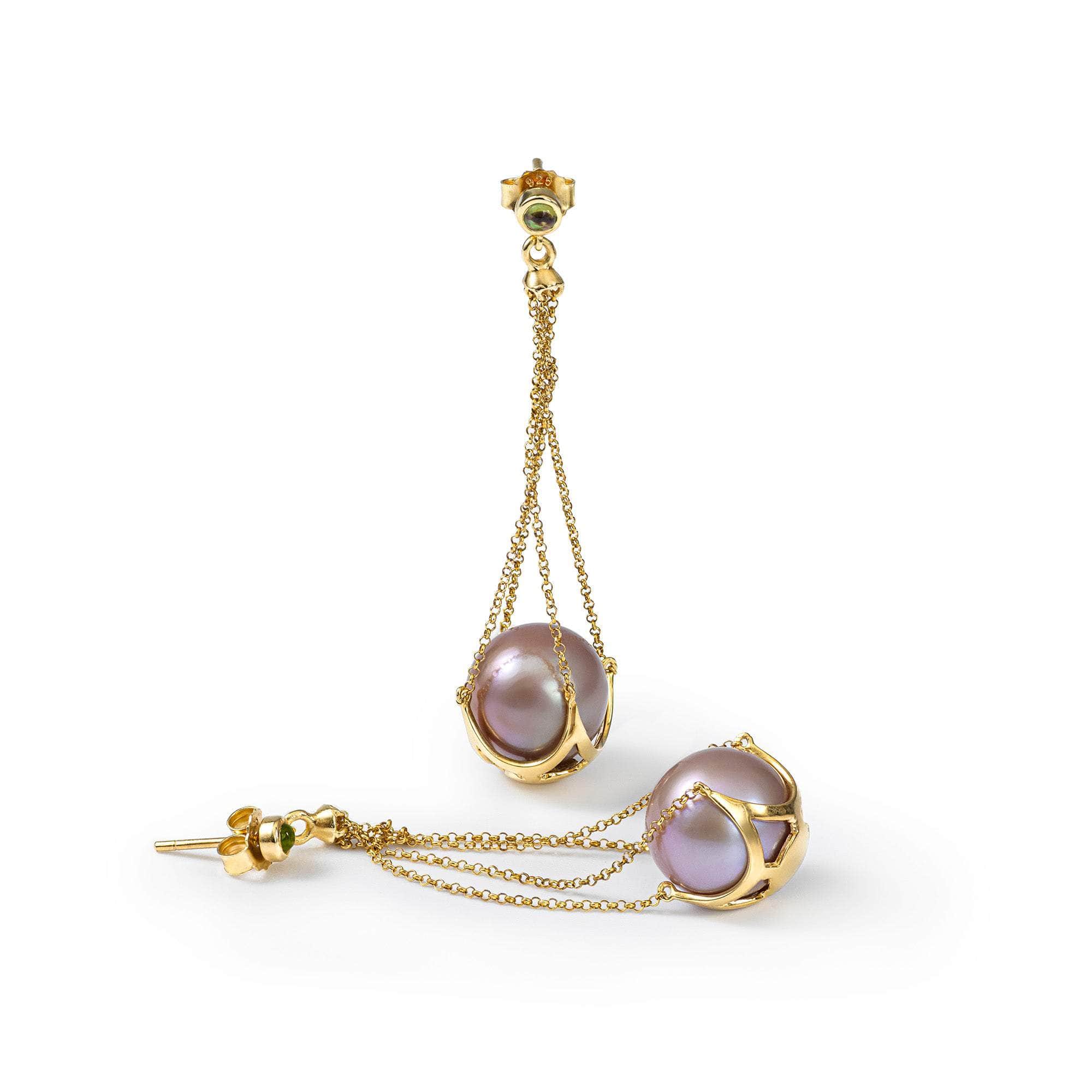 Lune Pearl and Sapphire Earrings