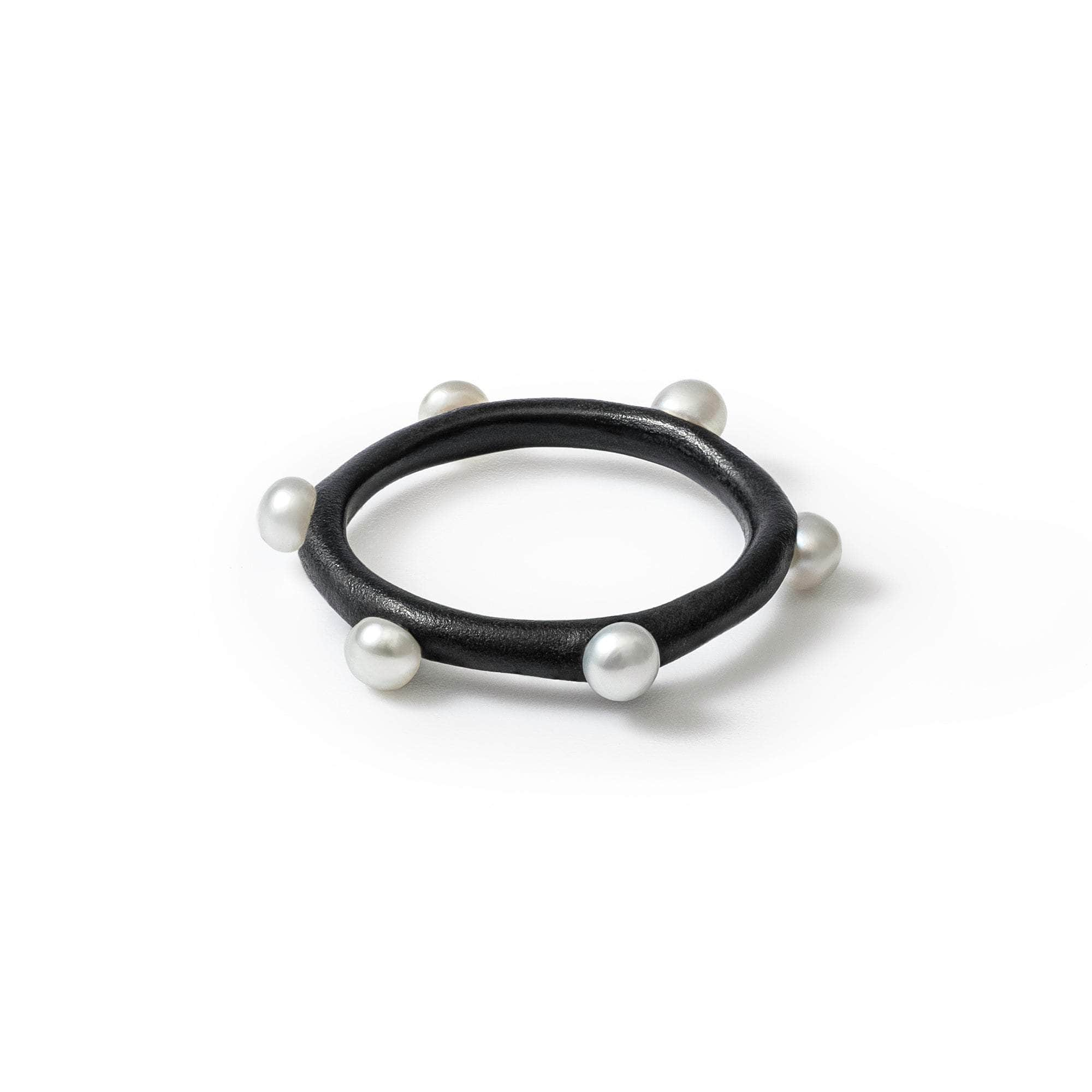 Aegir White Micro Pearl Ring (Black Anthracite) GERMAN KABIRSKI