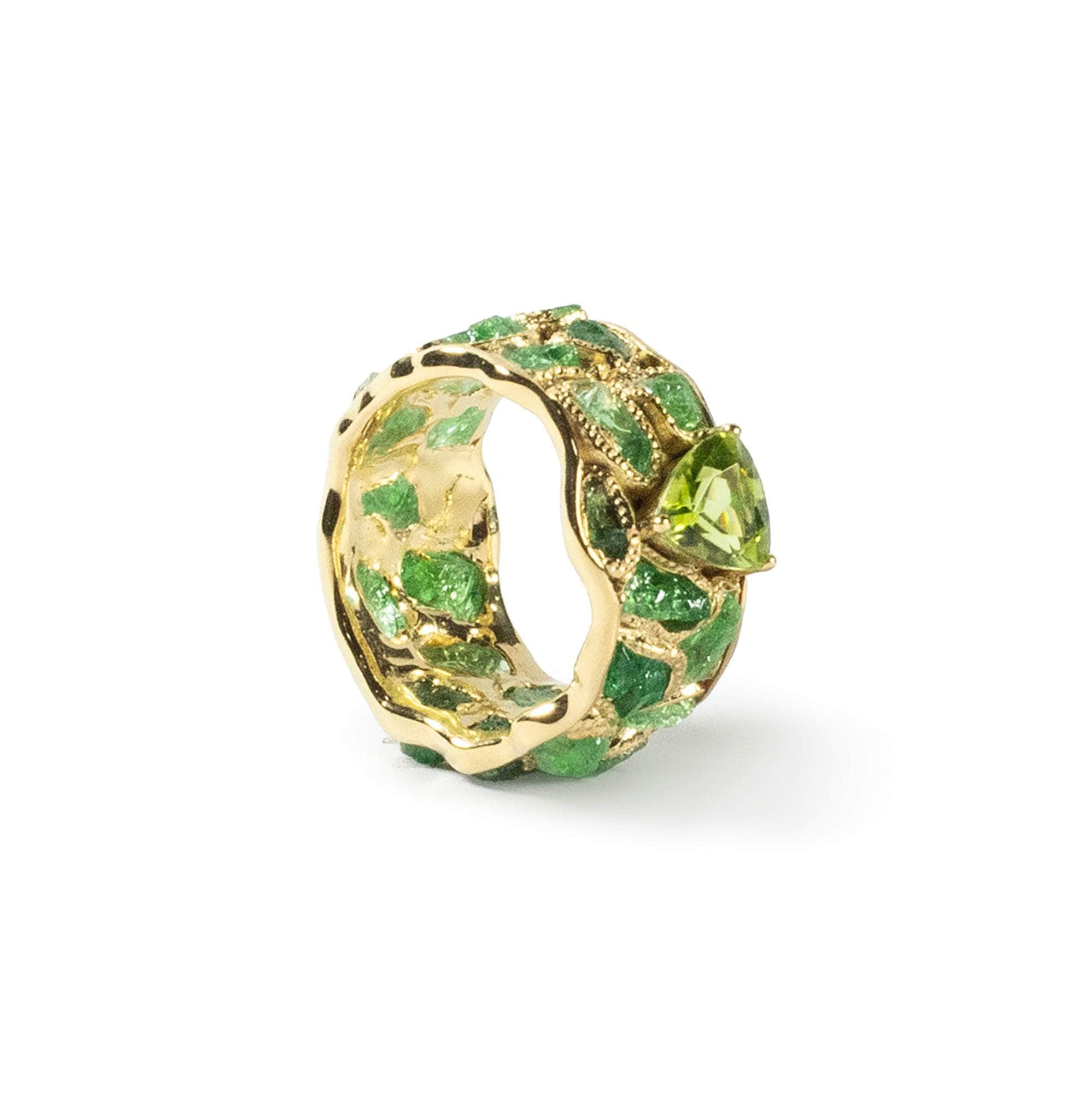 Aharu Rough Tsavorite and Peridot Ring
