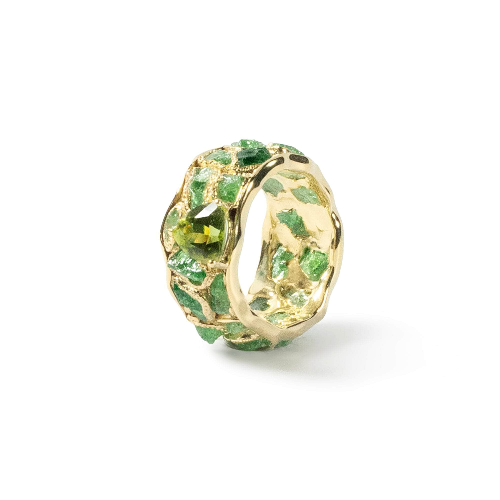 Aharu Rough Tsavorite and Peridot Ring