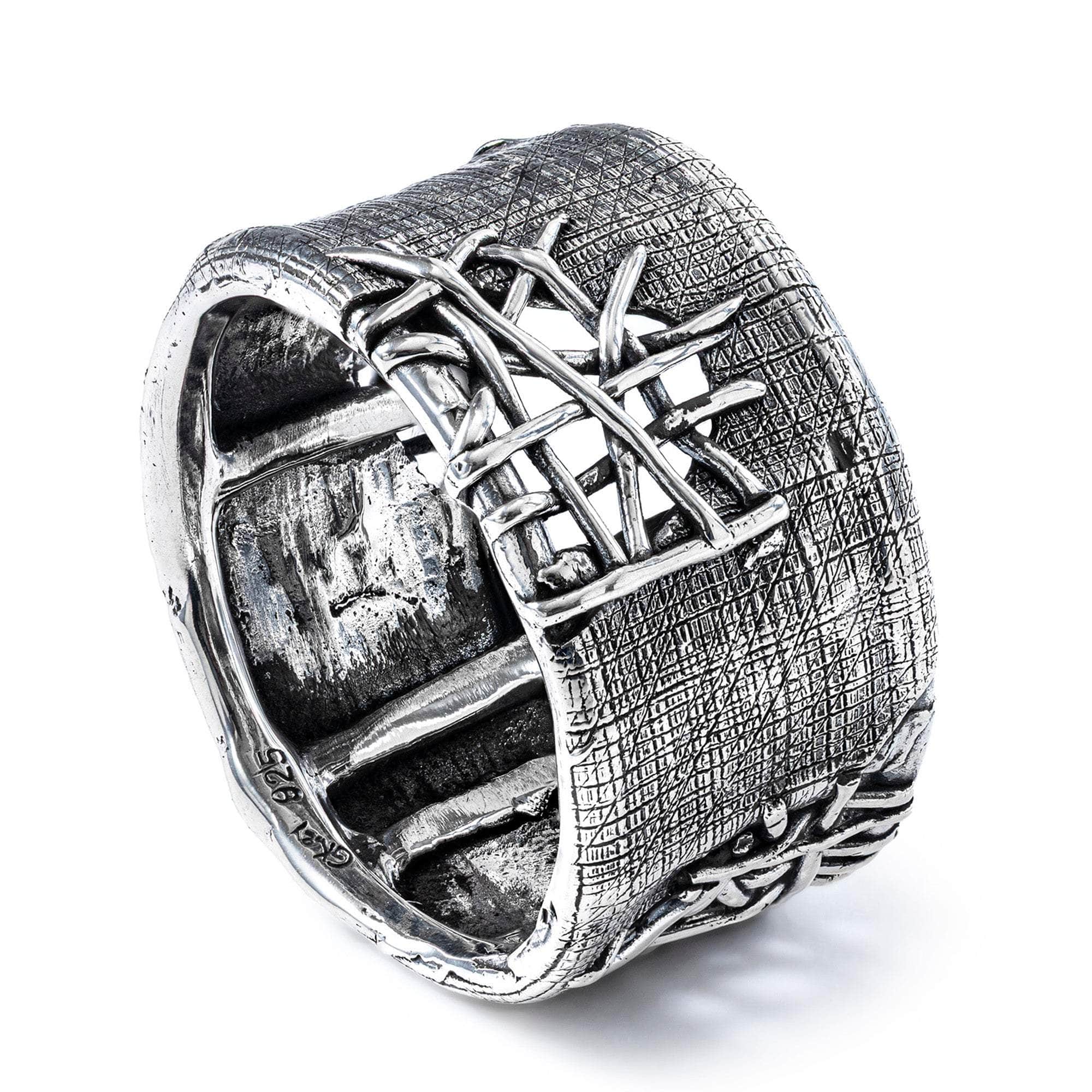 Alcyon Unisex Oxidized 925 Sterling Silver Woven Texture Ring