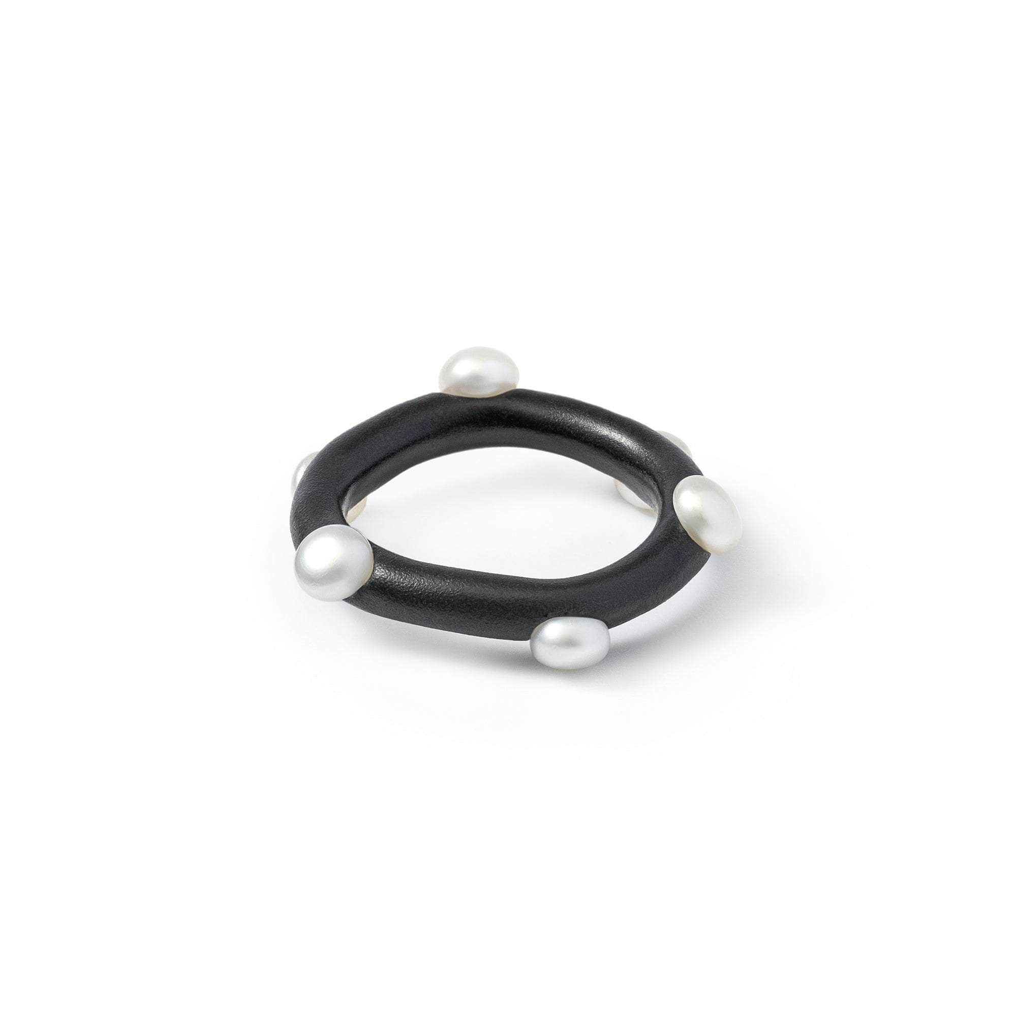 Anahita White Micro Pearl Ring (Black Anthracite) GERMAN KABIRSKI