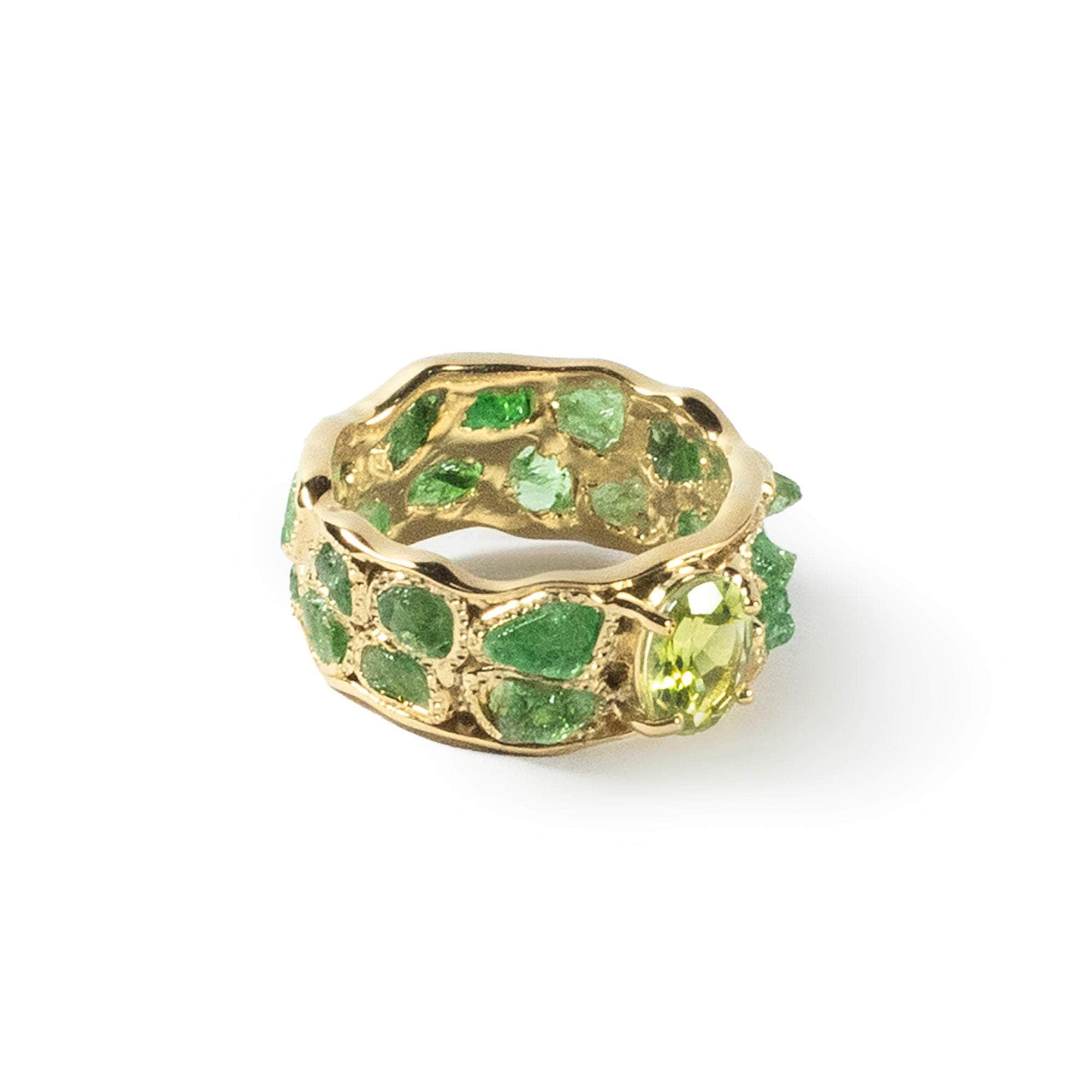 Aharu Rough Tsavorite and Peridot Ring GERMAN KABIRSKI