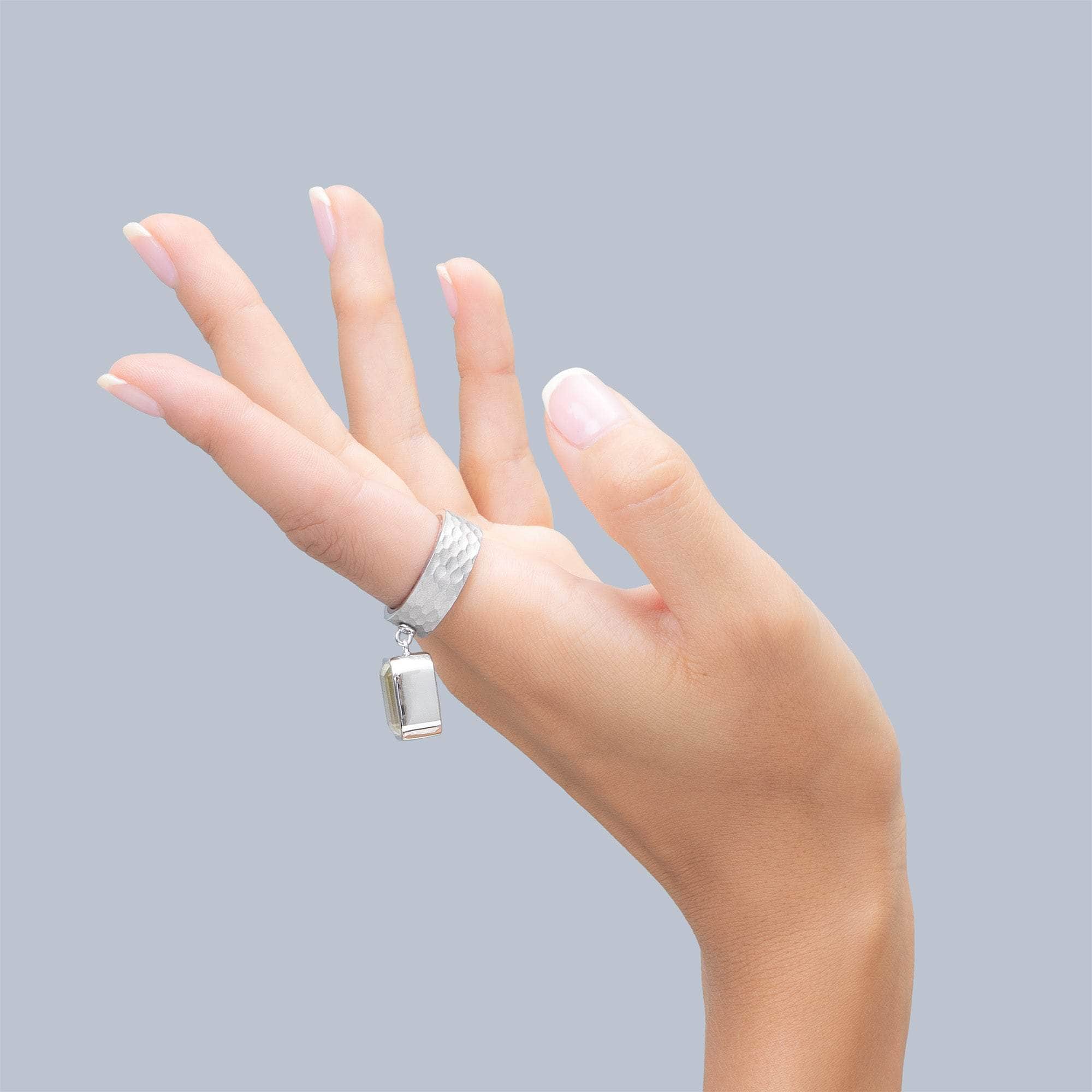 Apsara Handmade 925 Silver & Rosewood Ring with Octagon Lemon Quartz