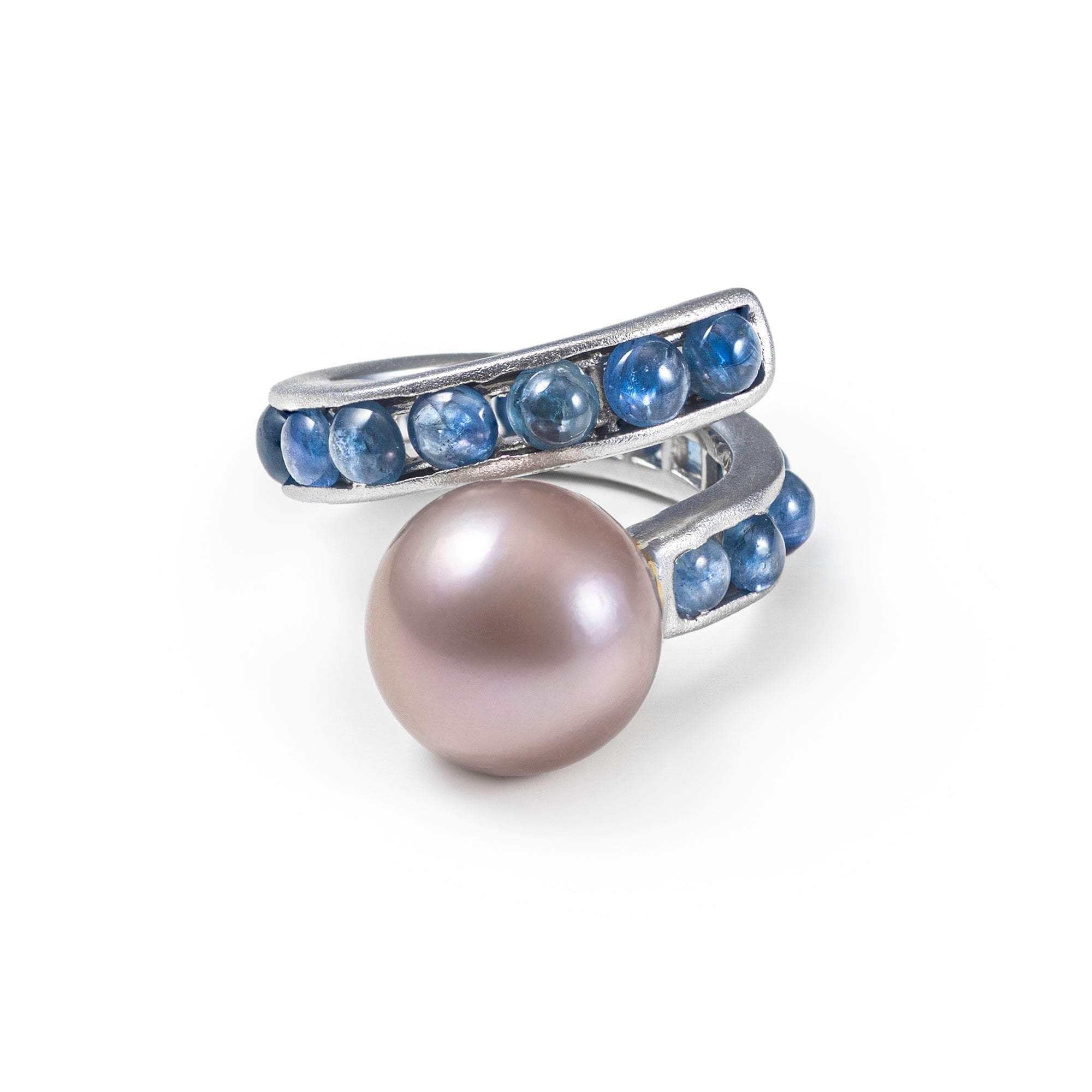 Aqualore Purple Pearl and Blue Sapphire Ring (Black Rhodium, Gold 18K) GERMAN KABIRSKI