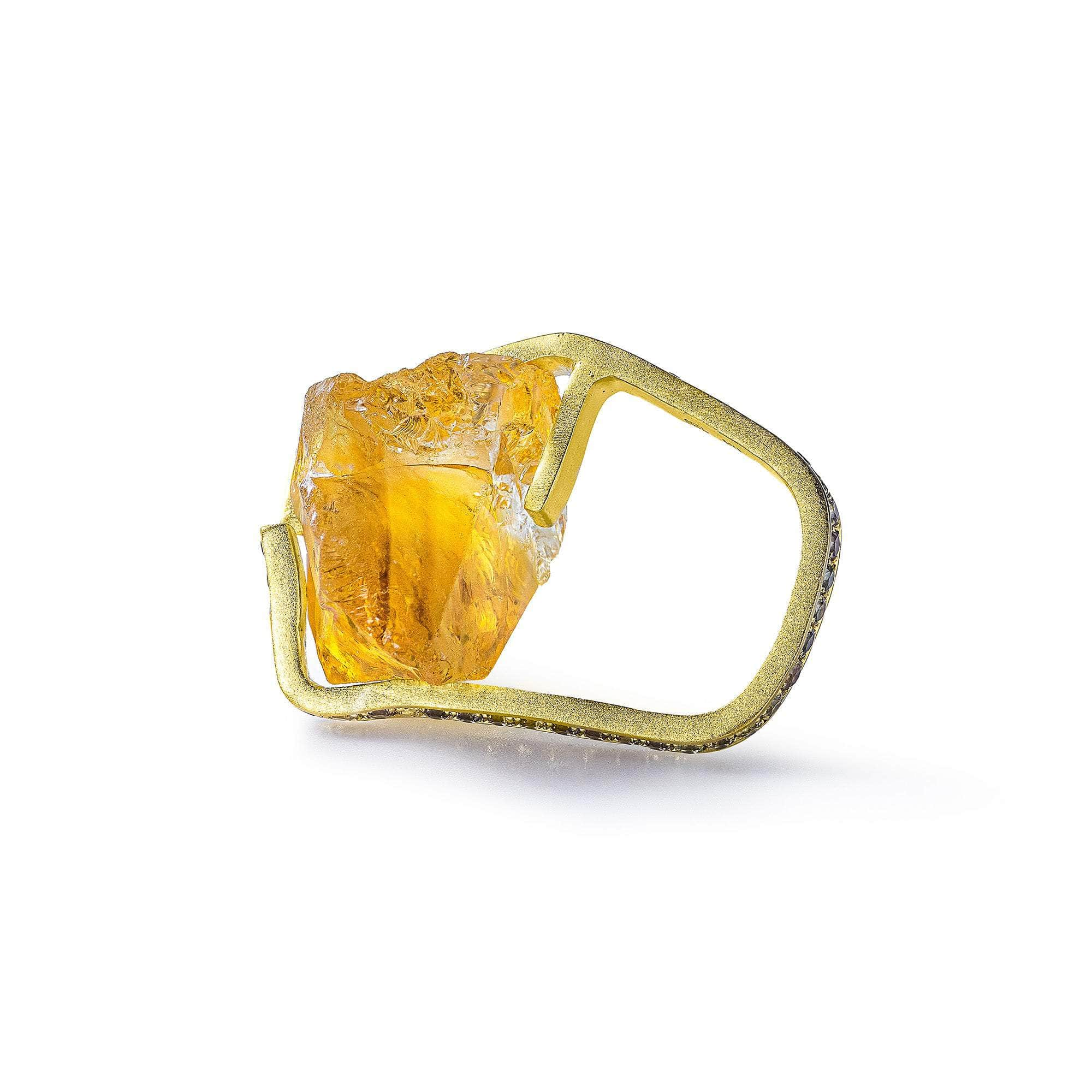 Asherah Rough Citrine and Mixed Sapphire Ring GERMAN KABIRSKI