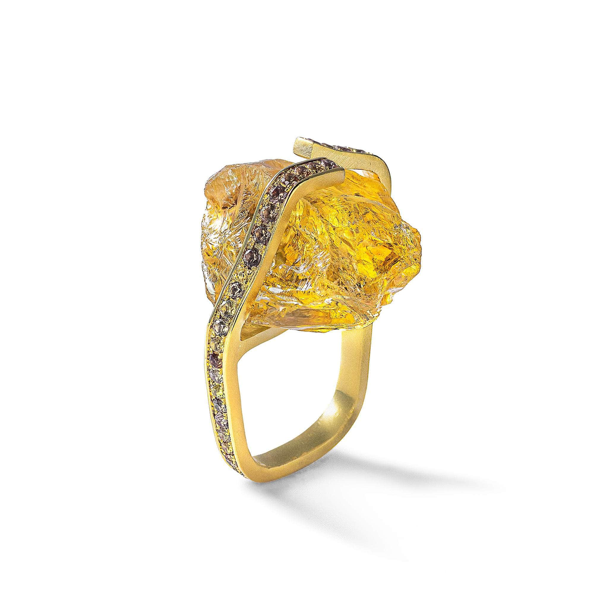 Asherah Rough Citrine and Mixed Sapphire Ring GERMAN KABIRSKI