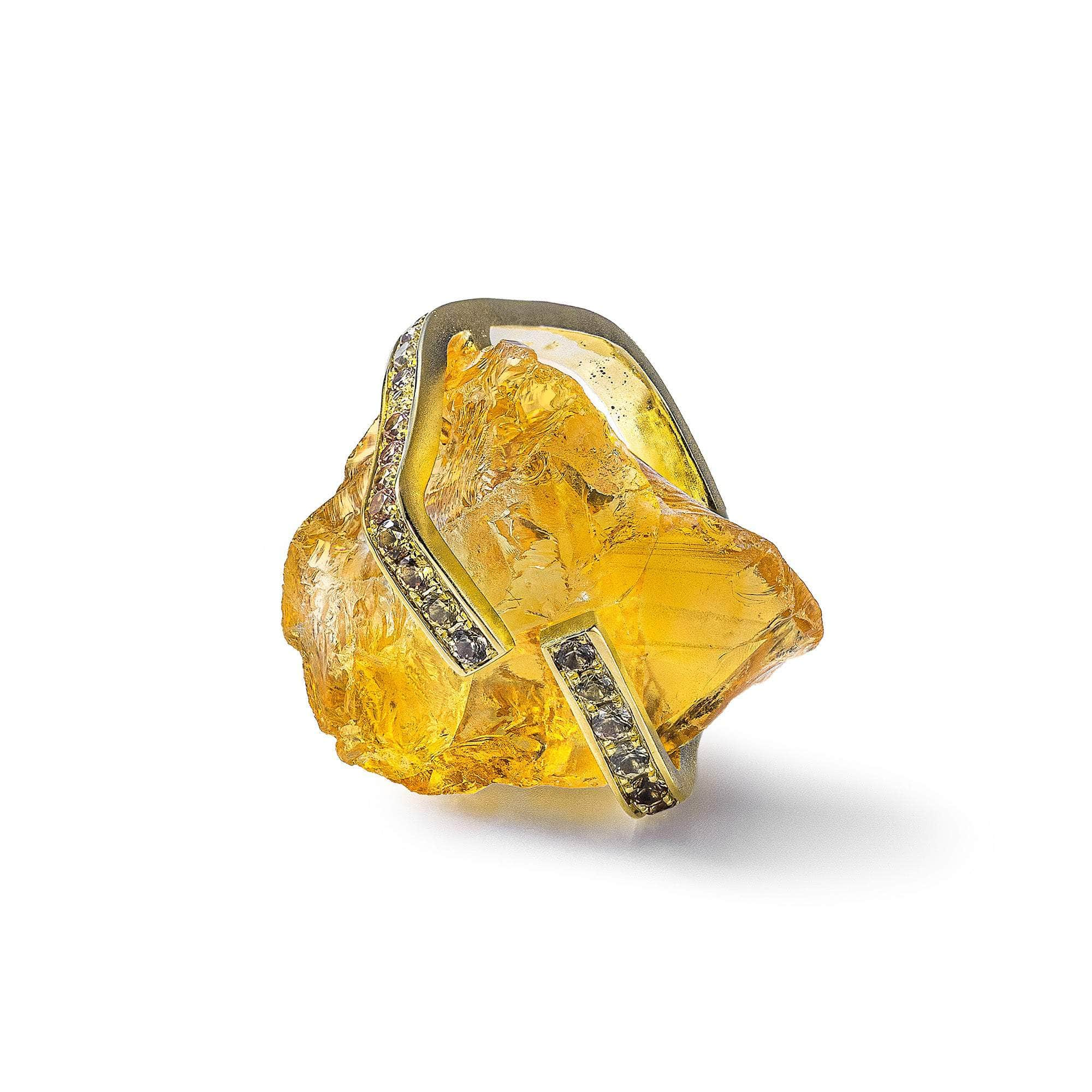 Asherah Rough Citrine and Mixed Sapphire Ring GERMAN KABIRSKI