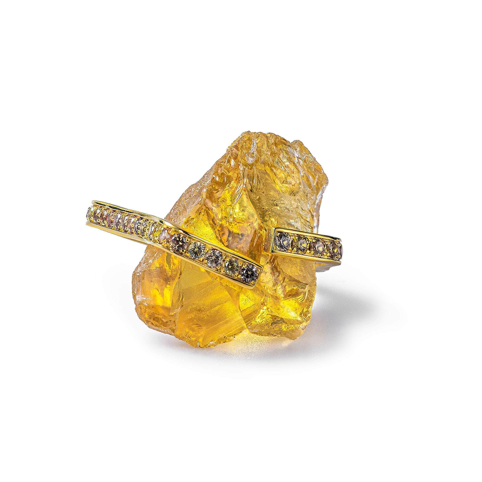 Asherah Rough Citrine and Mixed Sapphire Ring GERMAN KABIRSKI