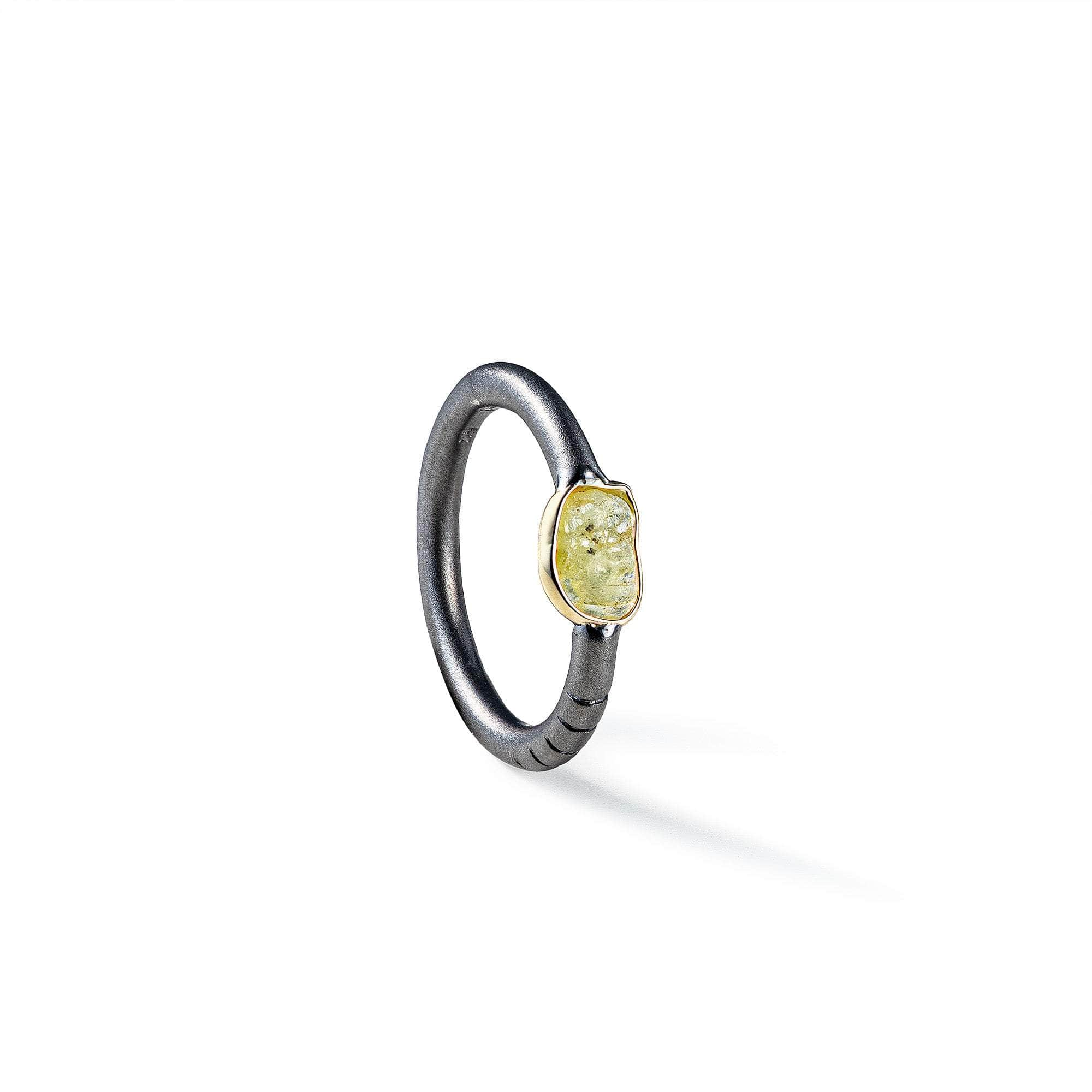 Aspa Rough Yellow Sapphire Ring (Black Rhodium) GERMAN KABIRSKI