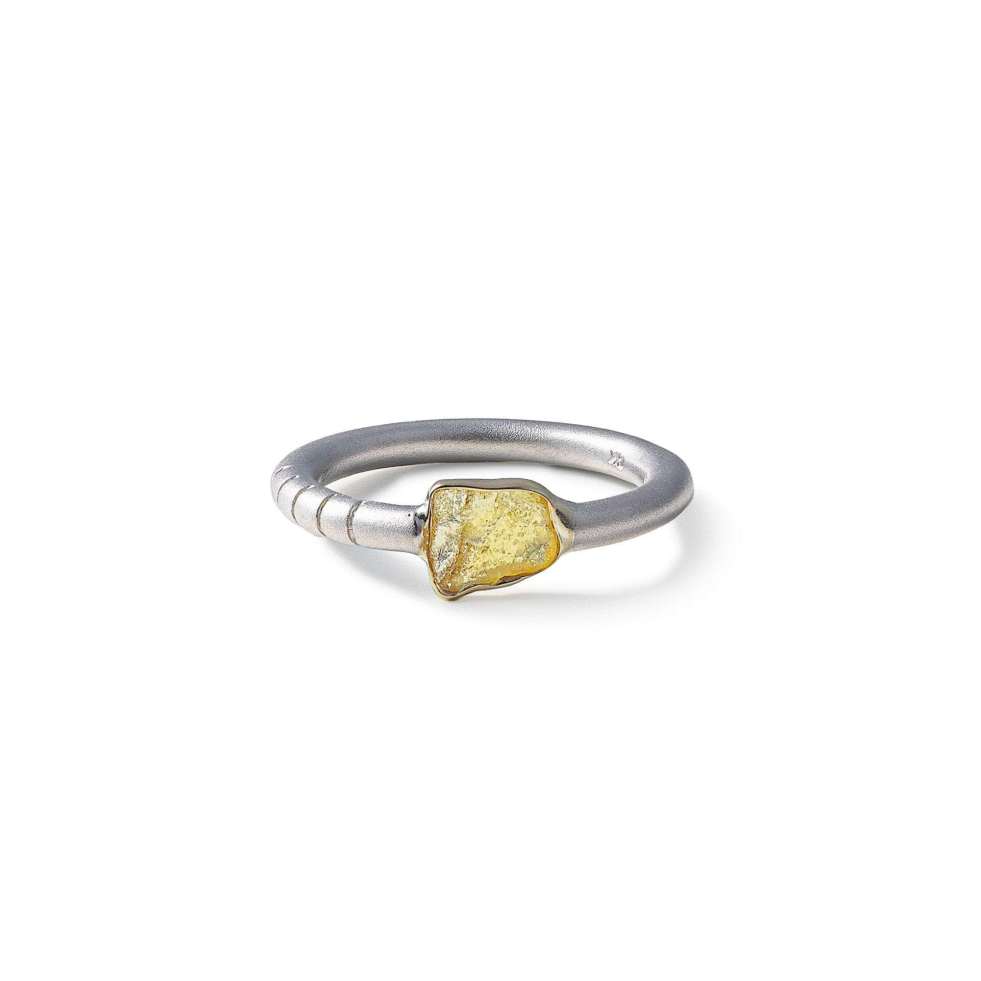 Aspa Rough Yellow Sapphire Ring (White Rhodium) GERMAN KABIRSKI