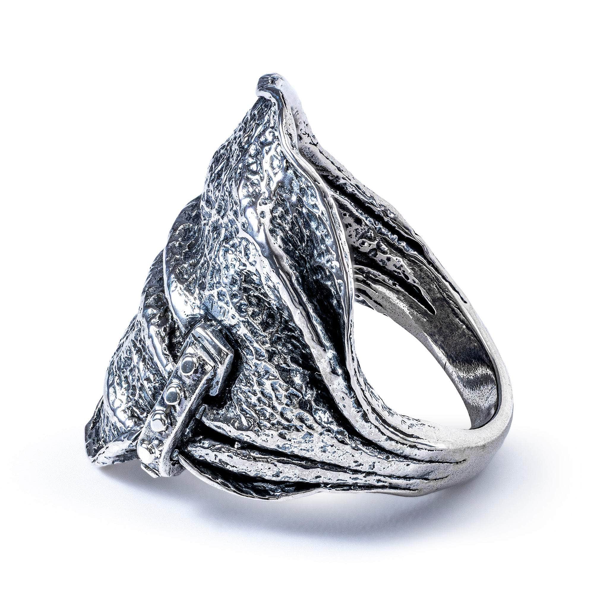 Brocart Oxidized 925 Silver Ring with Organic Folded Texture