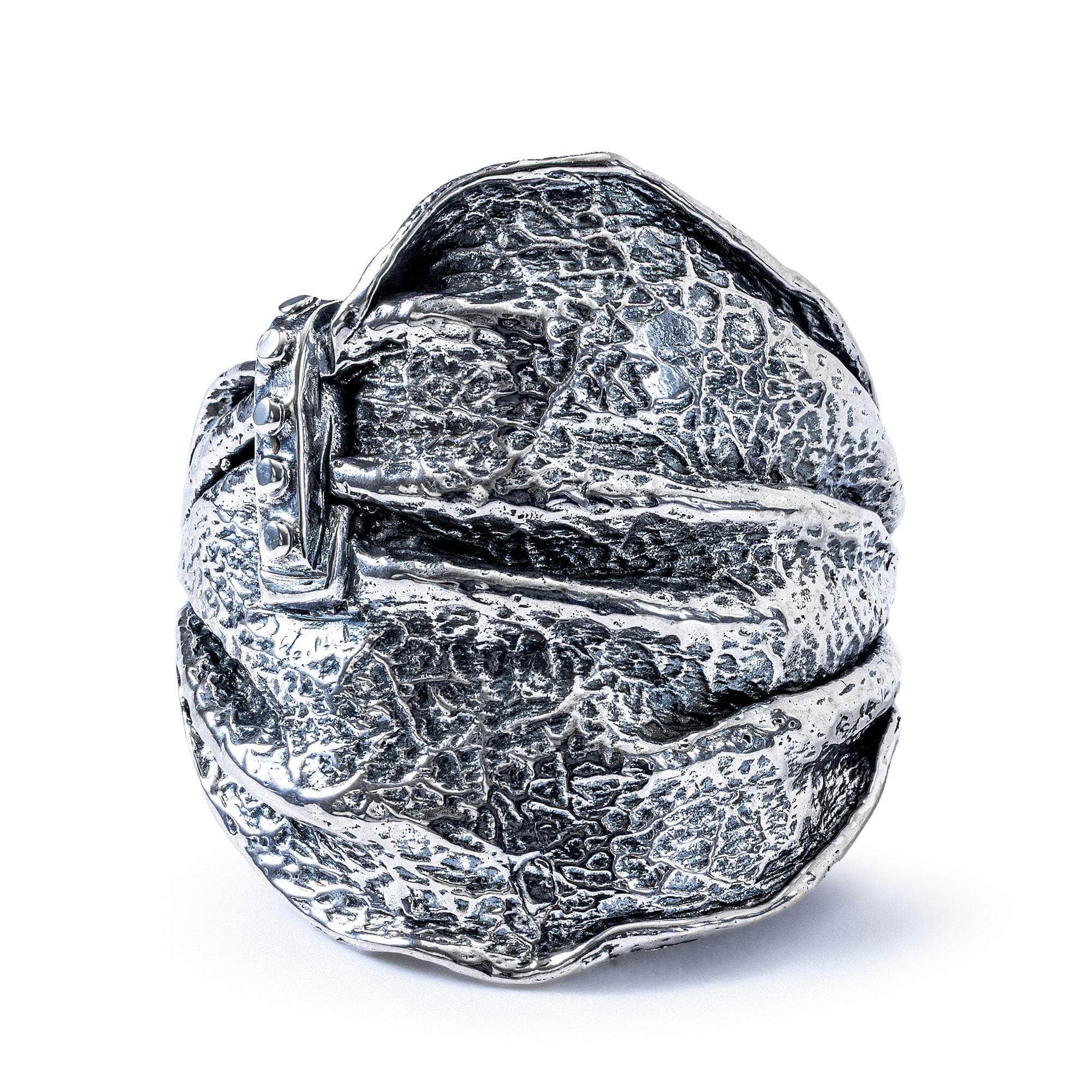 Brocart Oxidized 925 Silver Ring with Organic Folded Texture