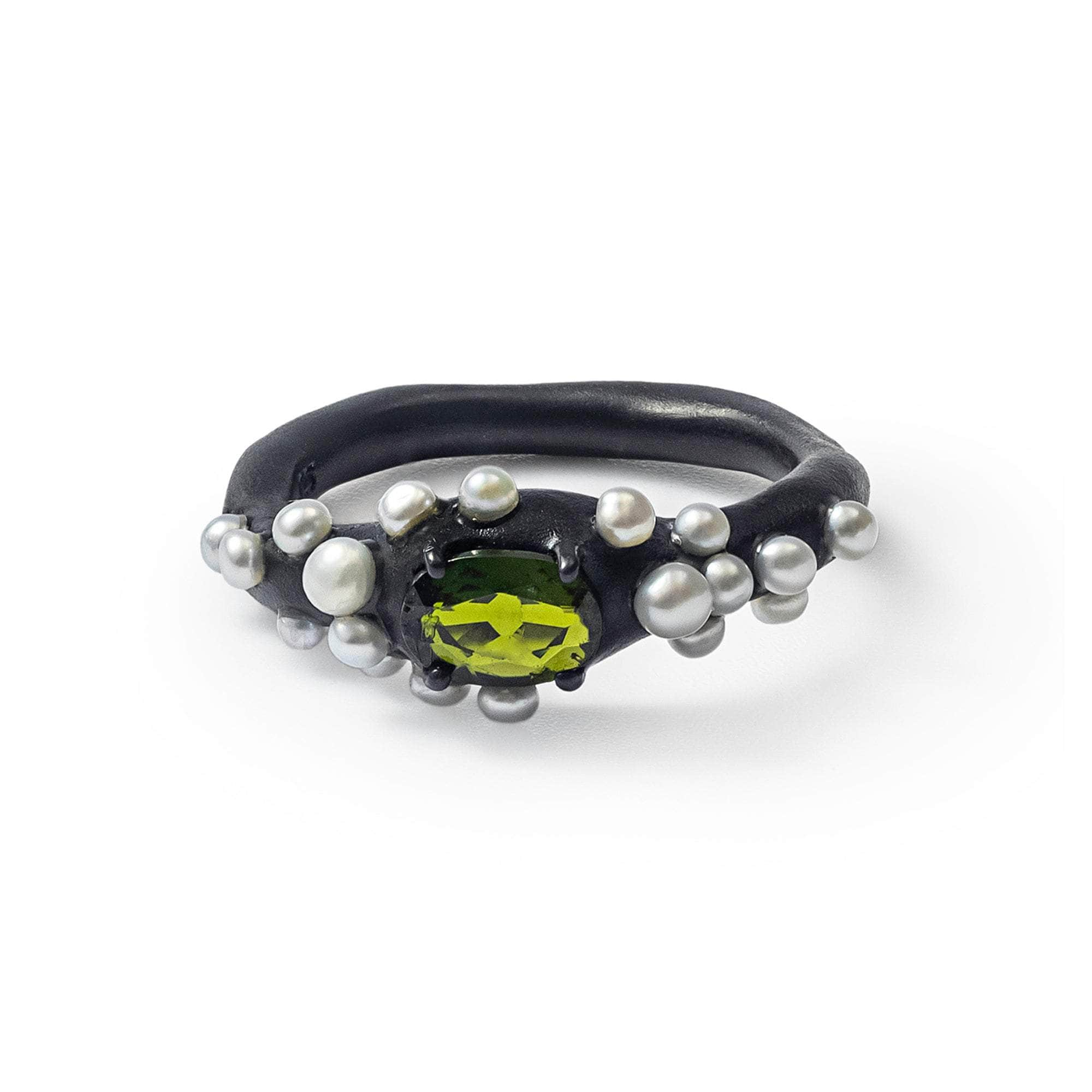 Bruch Chrome Diopside and Pearl Ring GERMAN KABIRSKI