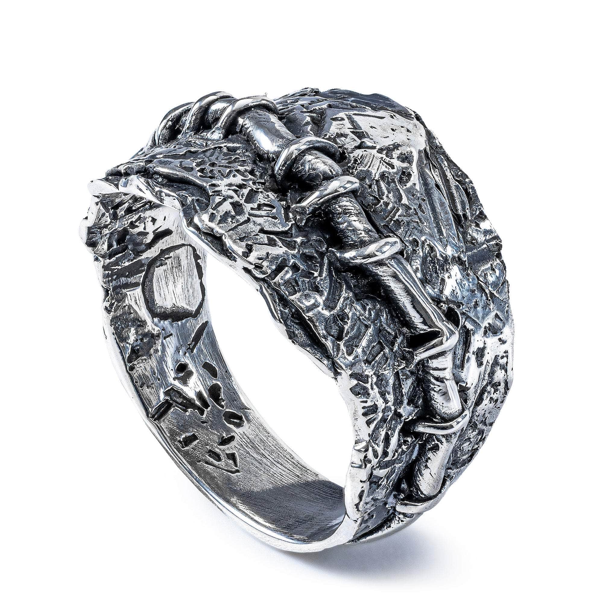 Chimera Textured Oxidized 925 Sterling Silver Ring