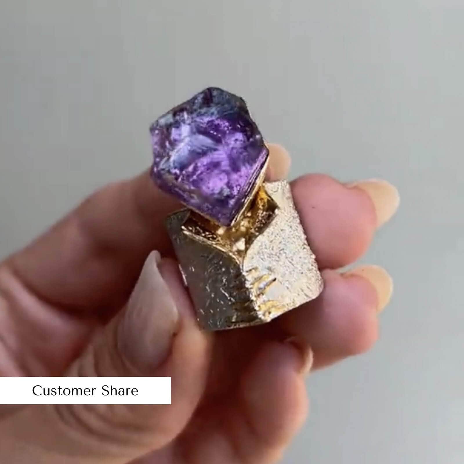 Corliss Iconic Rough Amethyst Ring in White Rhodium & 18K Gold-Plated Sterling Silver