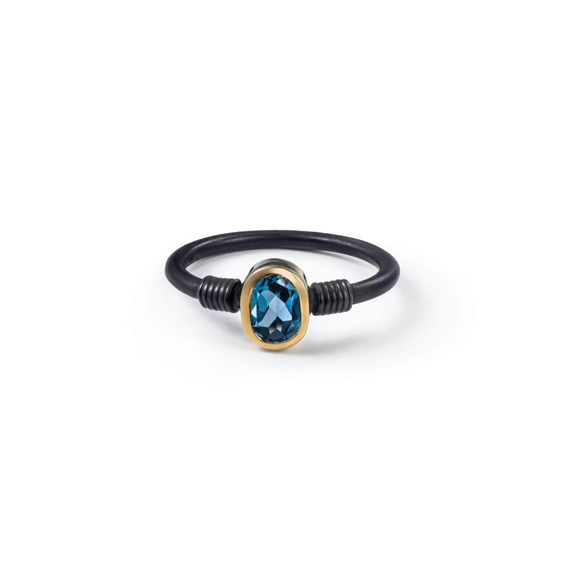 Dido London Blue Topaz Ring (Black Anthracite and Gold 18K) GERMAN KABIRSKI