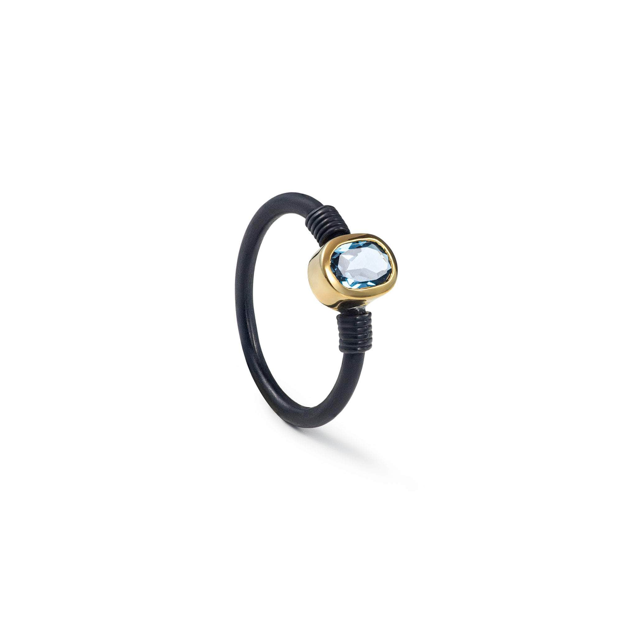 Dido London Blue Topaz Ring (Black Anthracite and Gold 18K) GERMAN KABIRSKI