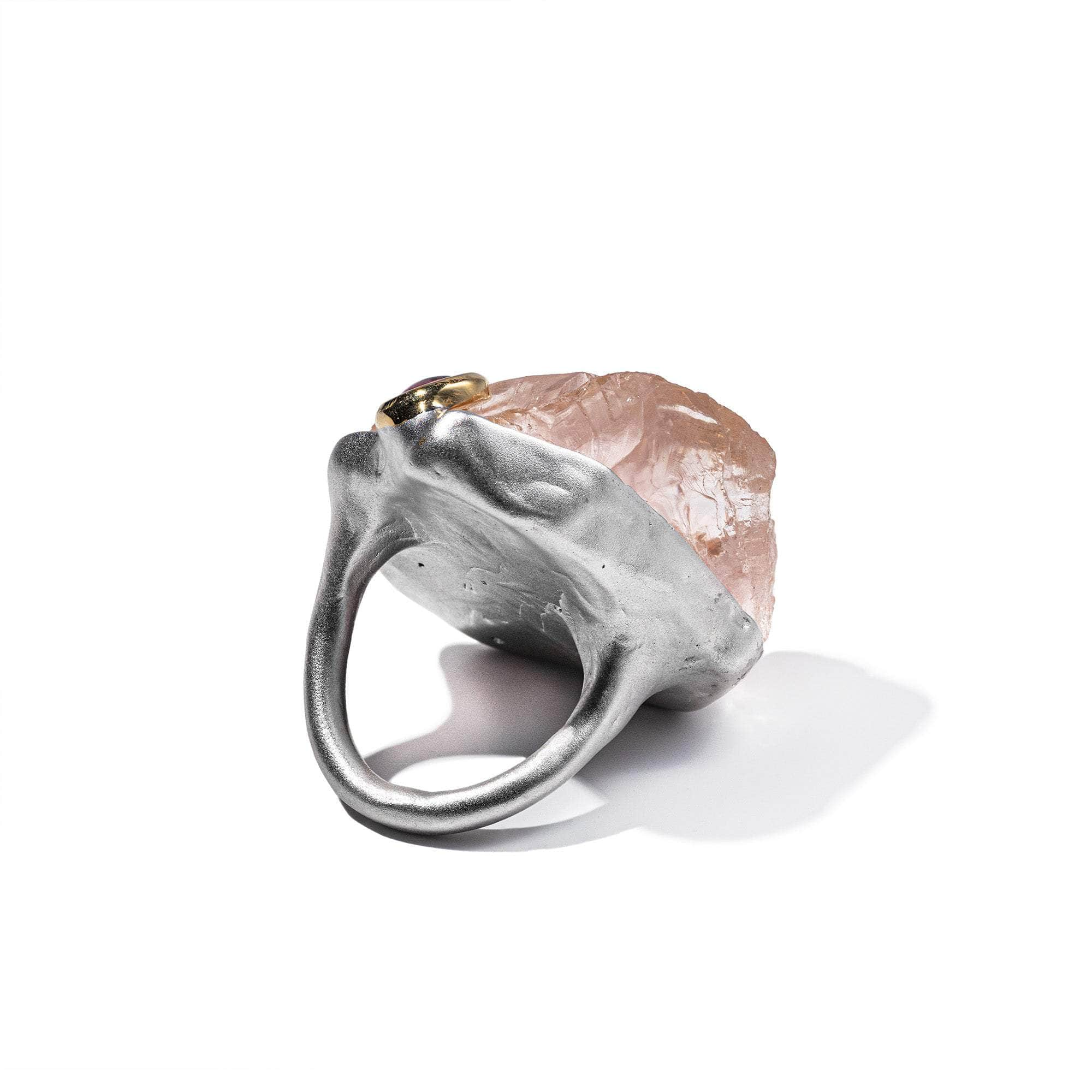 Ishi Rough Rose Quartz and Pink Tourmaline Ring GERMAN KABIRSKI