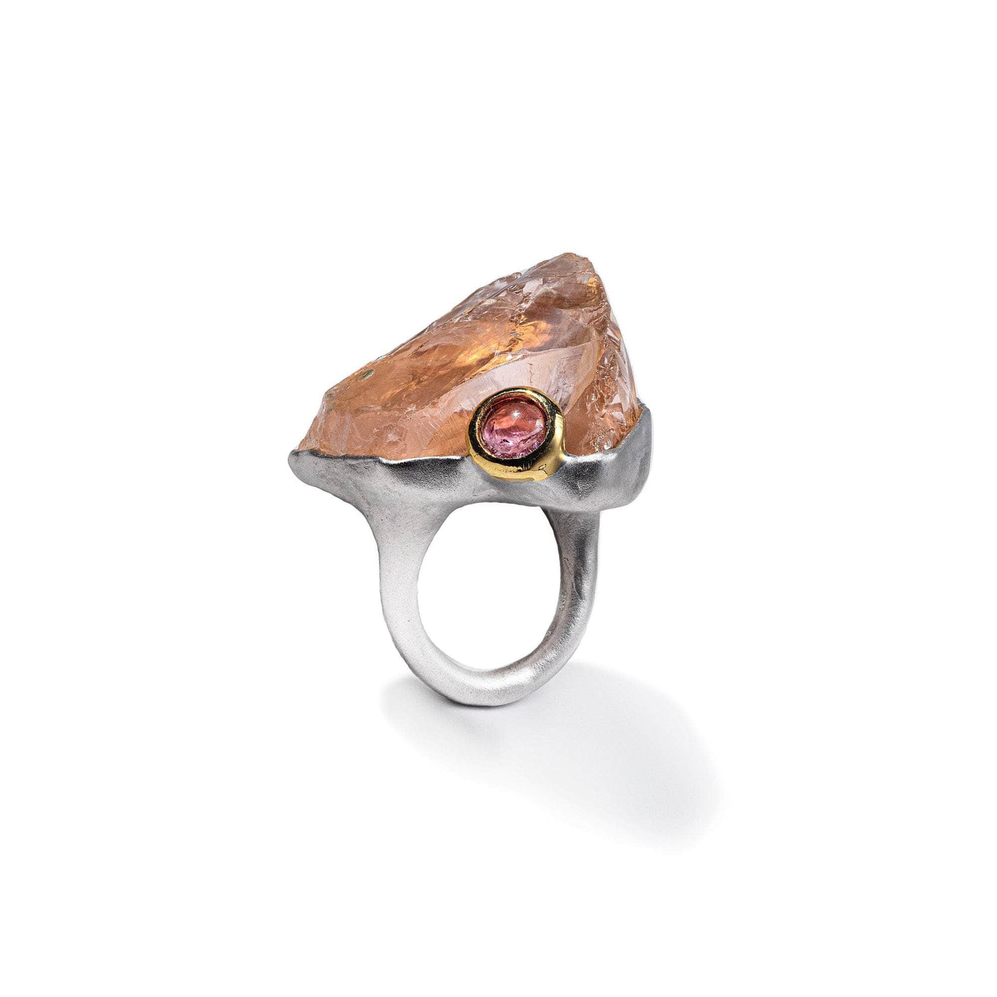 Ishi Rough Rose Quartz and Pink Tourmaline Ring GERMAN KABIRSKI