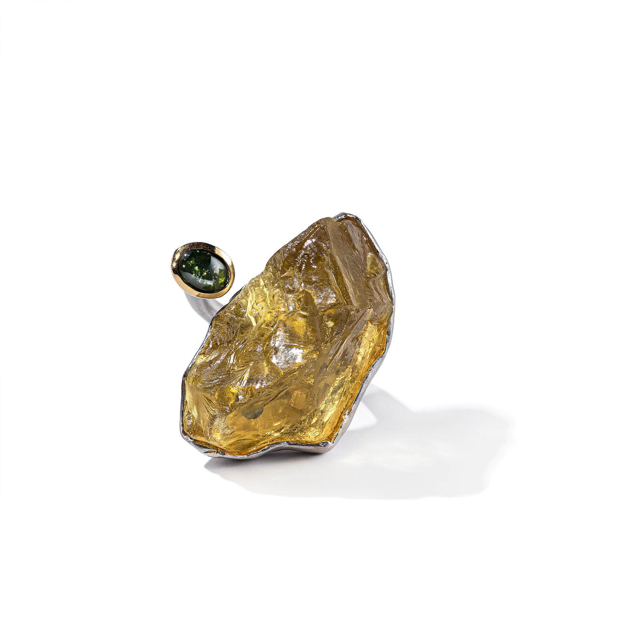 Pietra Rough Citrine and Green Tourmarine Ring GERMAN KABIRSKI