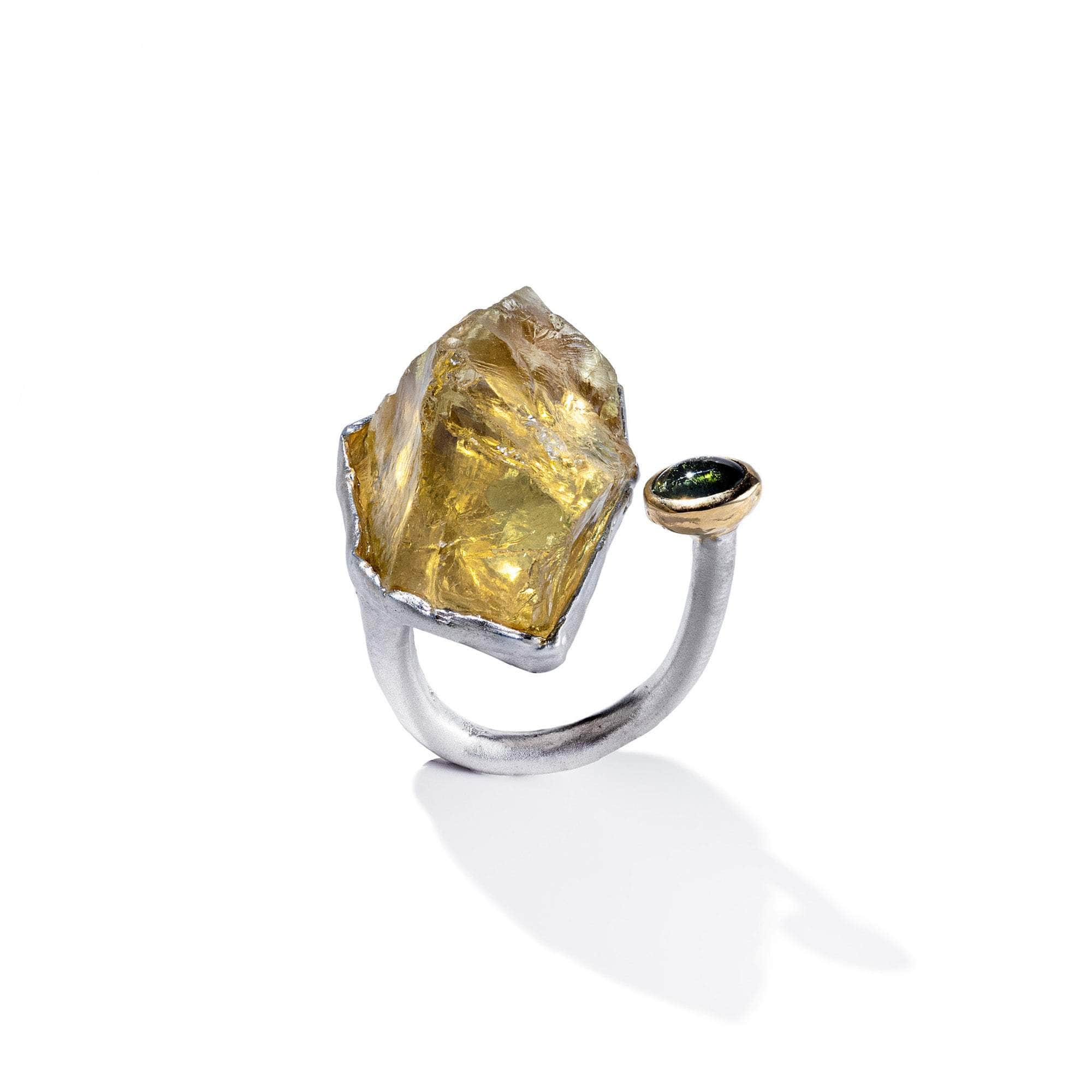 Pietra Rough Citrine and Green Tourmarine Ring GERMAN KABIRSKI