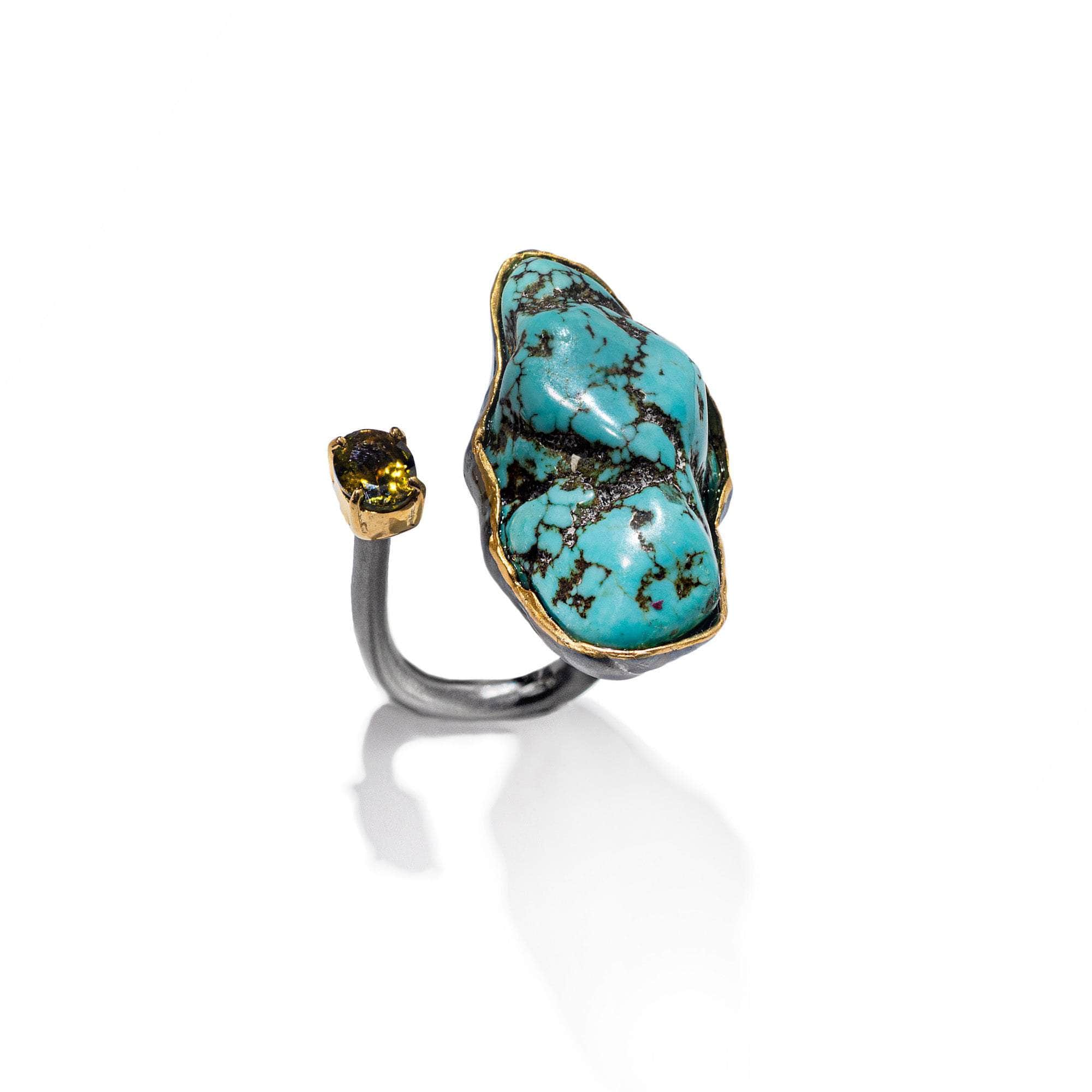 Auge Turquoise and Green Tourmaline Ring | Shop German Kabirski Jewelry ...