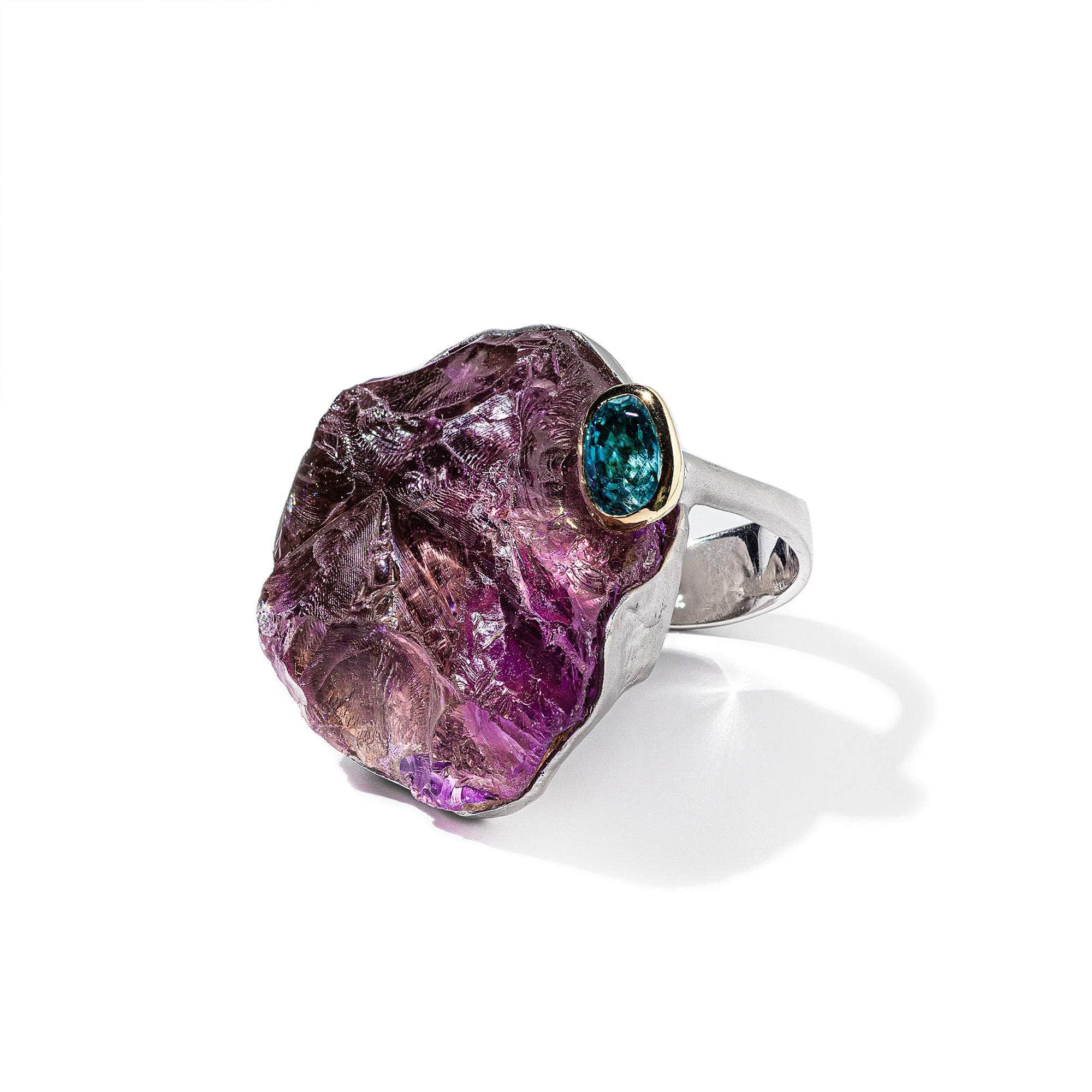 Morad Rough Amethyst and London Blue Topaz Ring GERMAN KABIRSKI