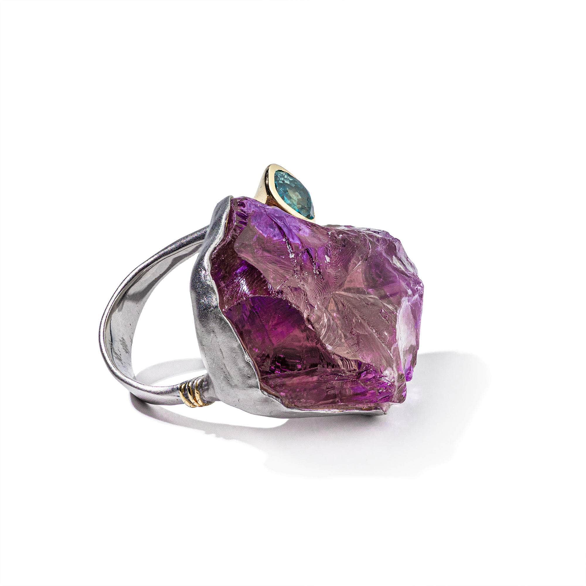 Morad Rough Amethyst and London Blue Topaz Ring GERMAN KABIRSKI